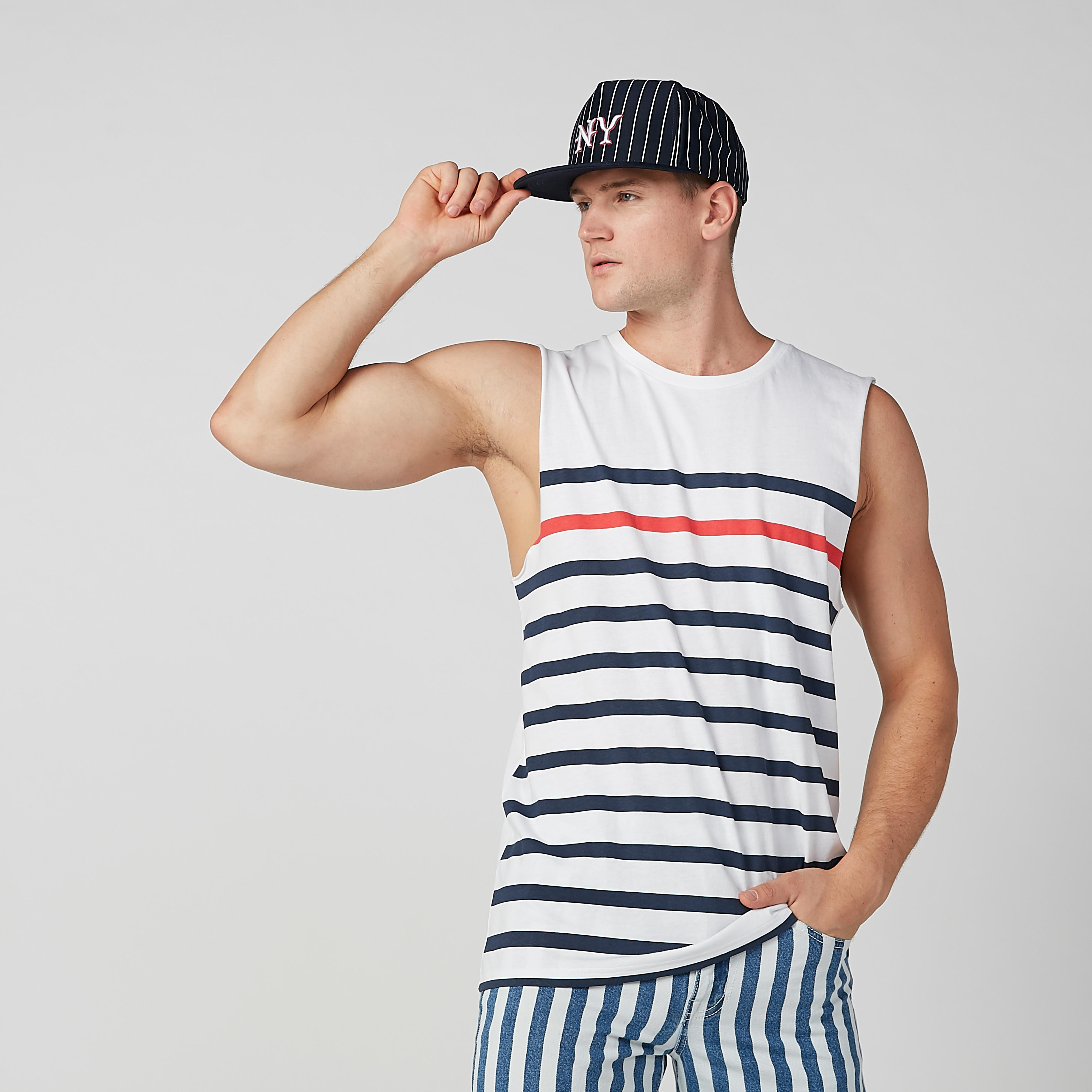 قبعة كاب مقلّمة بزر إغلاق-men-caps-image-2