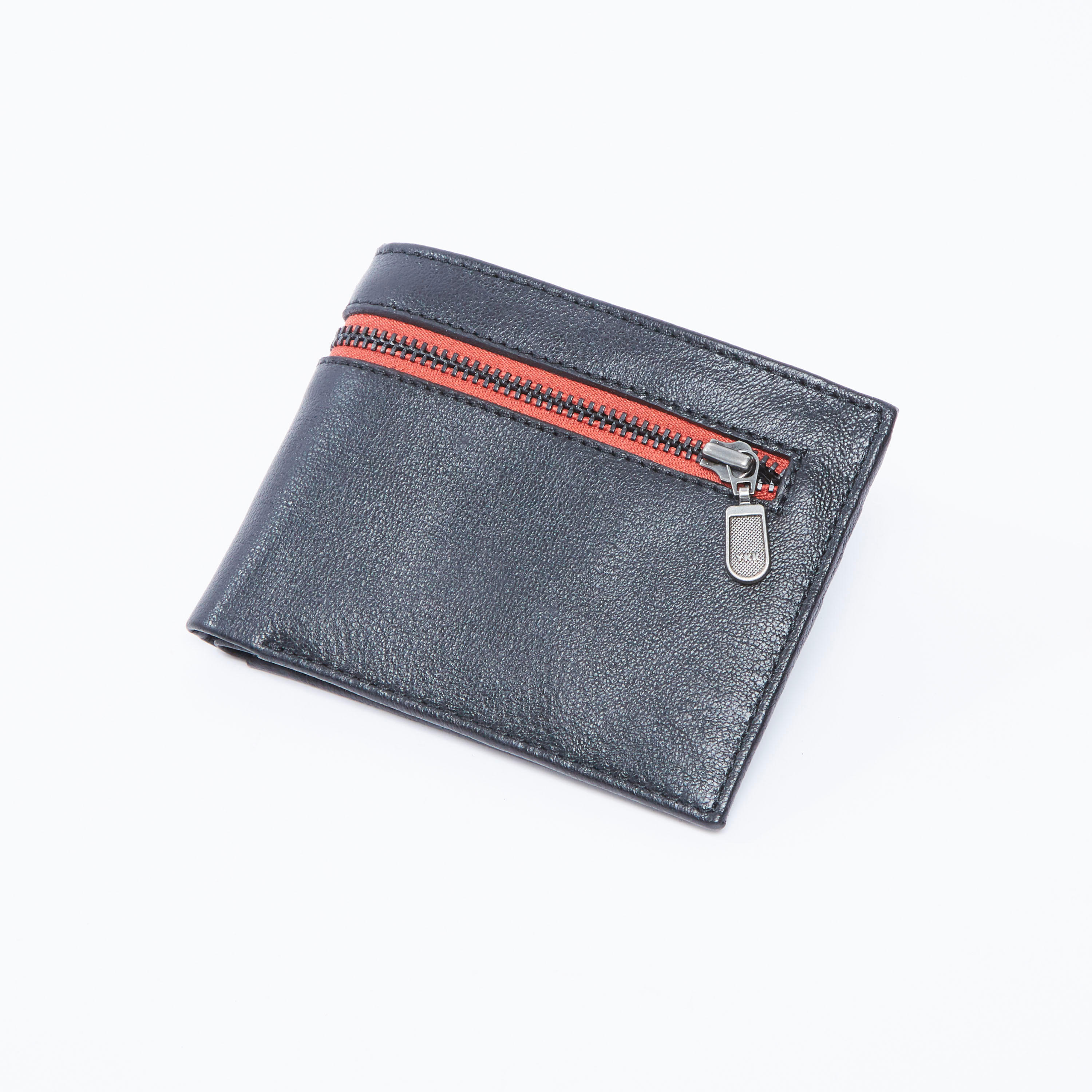 Textured Bi-Fold Wallet with Zip Detail-men-beltsandwallets-wallets-image-1
