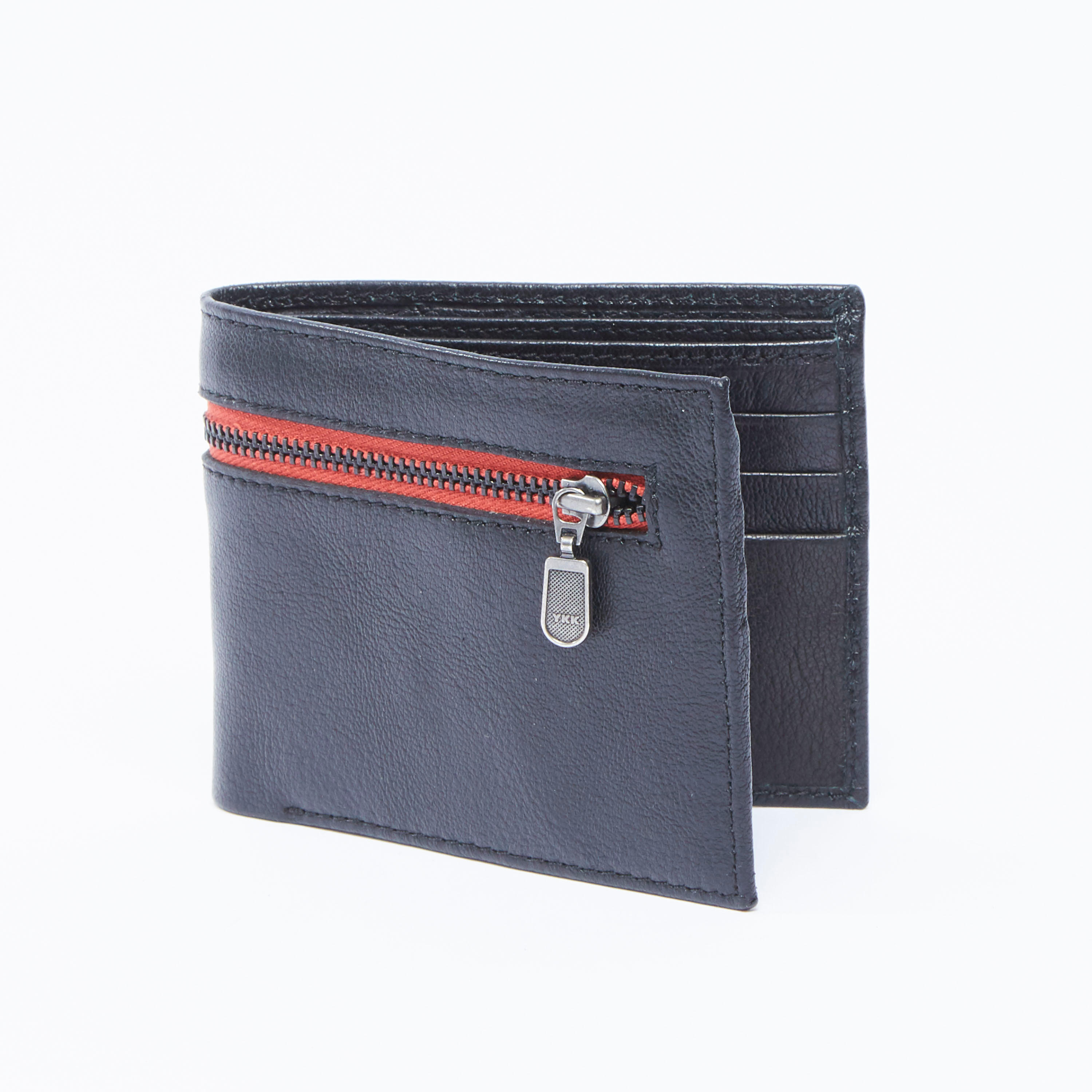 Textured Bi-Fold Wallet with Zip Detail-men-beltsandwallets-wallets-image-3