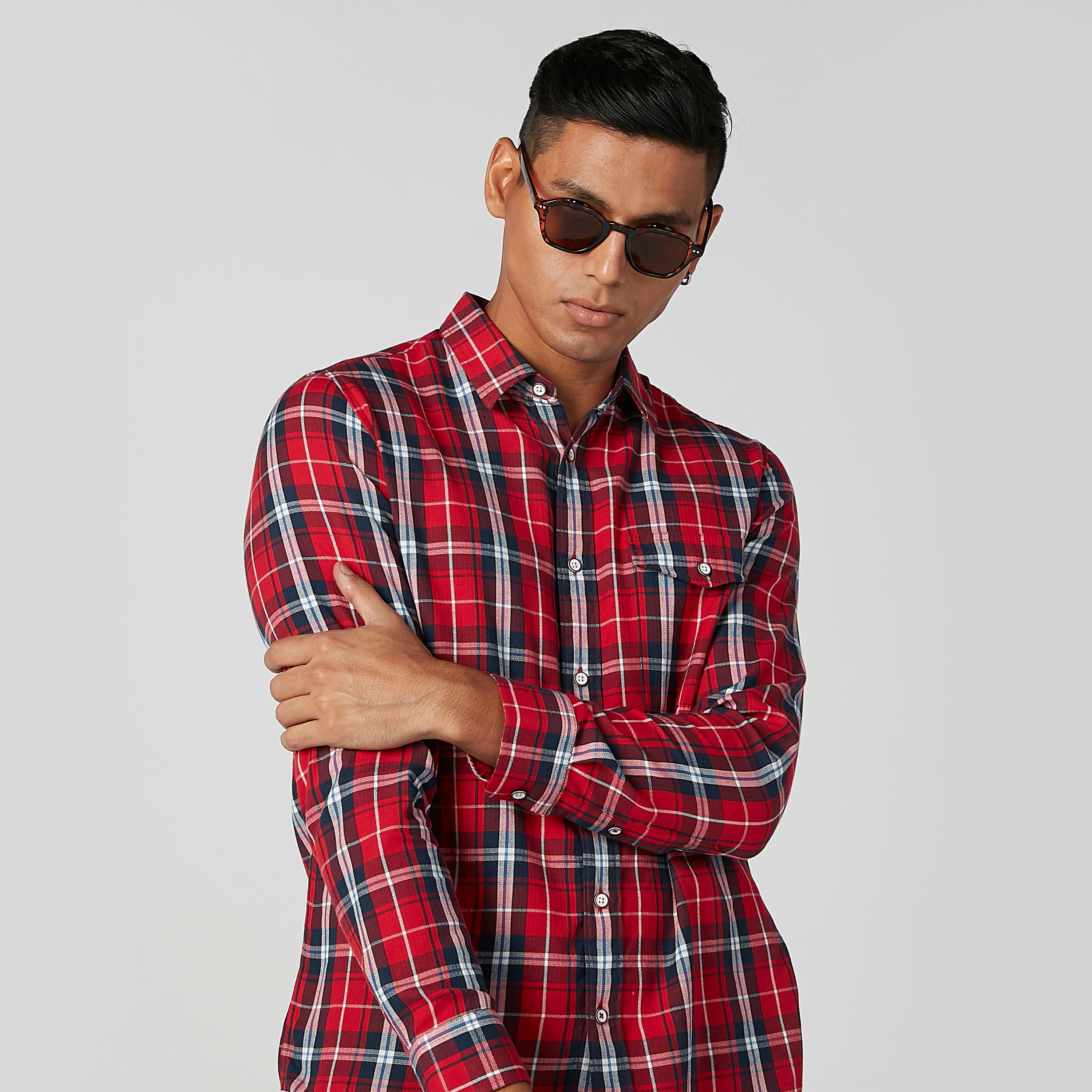 نظّارة شمسية بإطار كامل مطبوع ووسادات للأنف-men-sunglasses-image-2