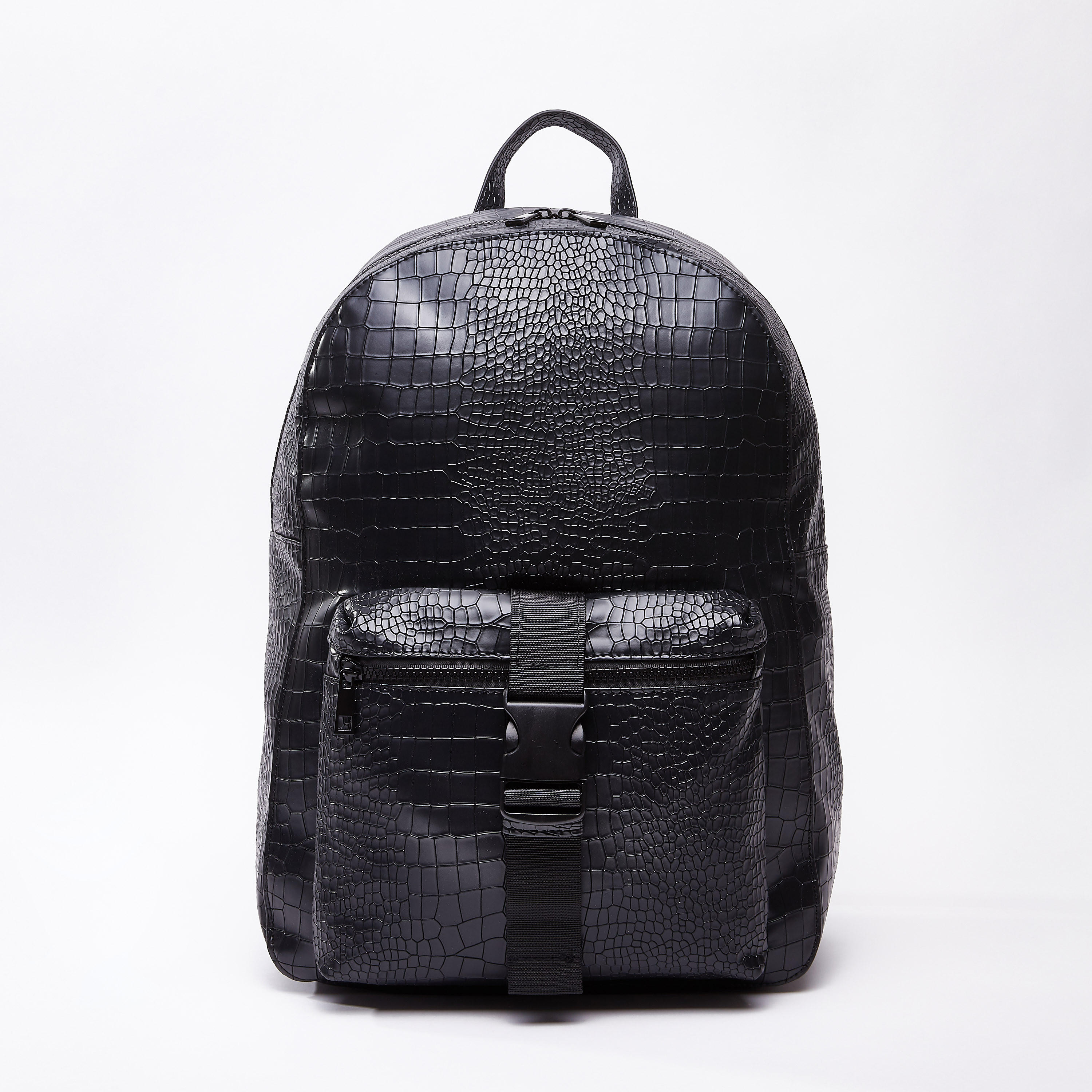 Textured Backpack with Adjustable Shoulder Straps and Top Handle-men-bags-image-1