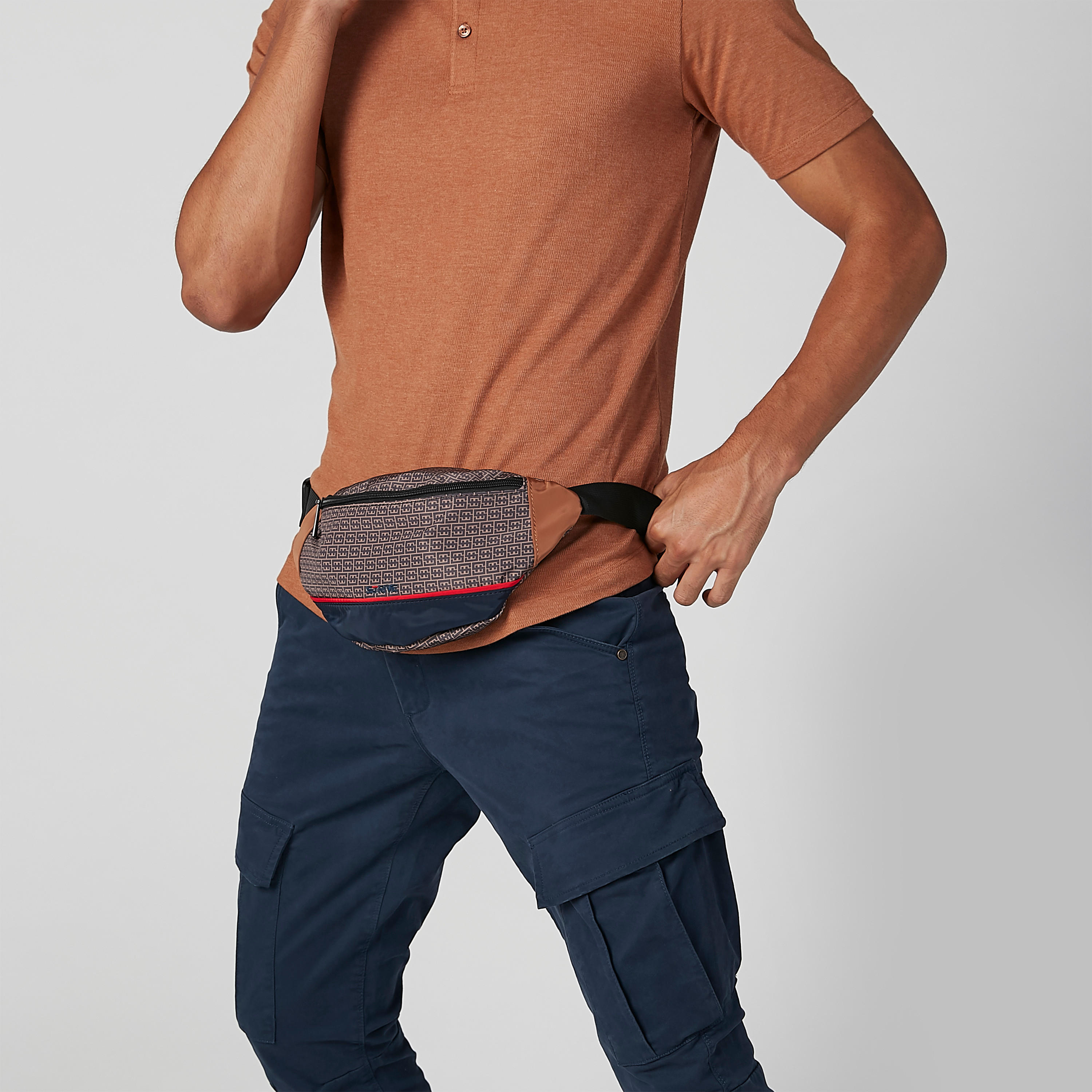 Printed Fanny Pack with Adjustable Strap and Buckle Closure-men-bags-image-2