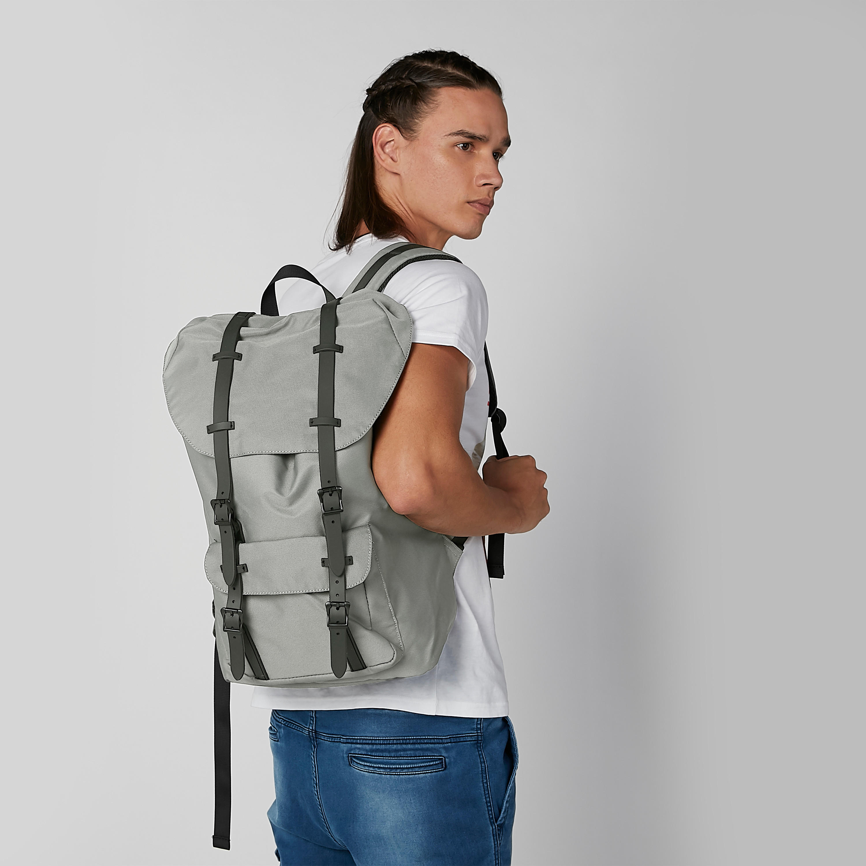 Plain Backpack with Adjustable Shoulder Straps and Drawstring Closure-men-bags-image-2