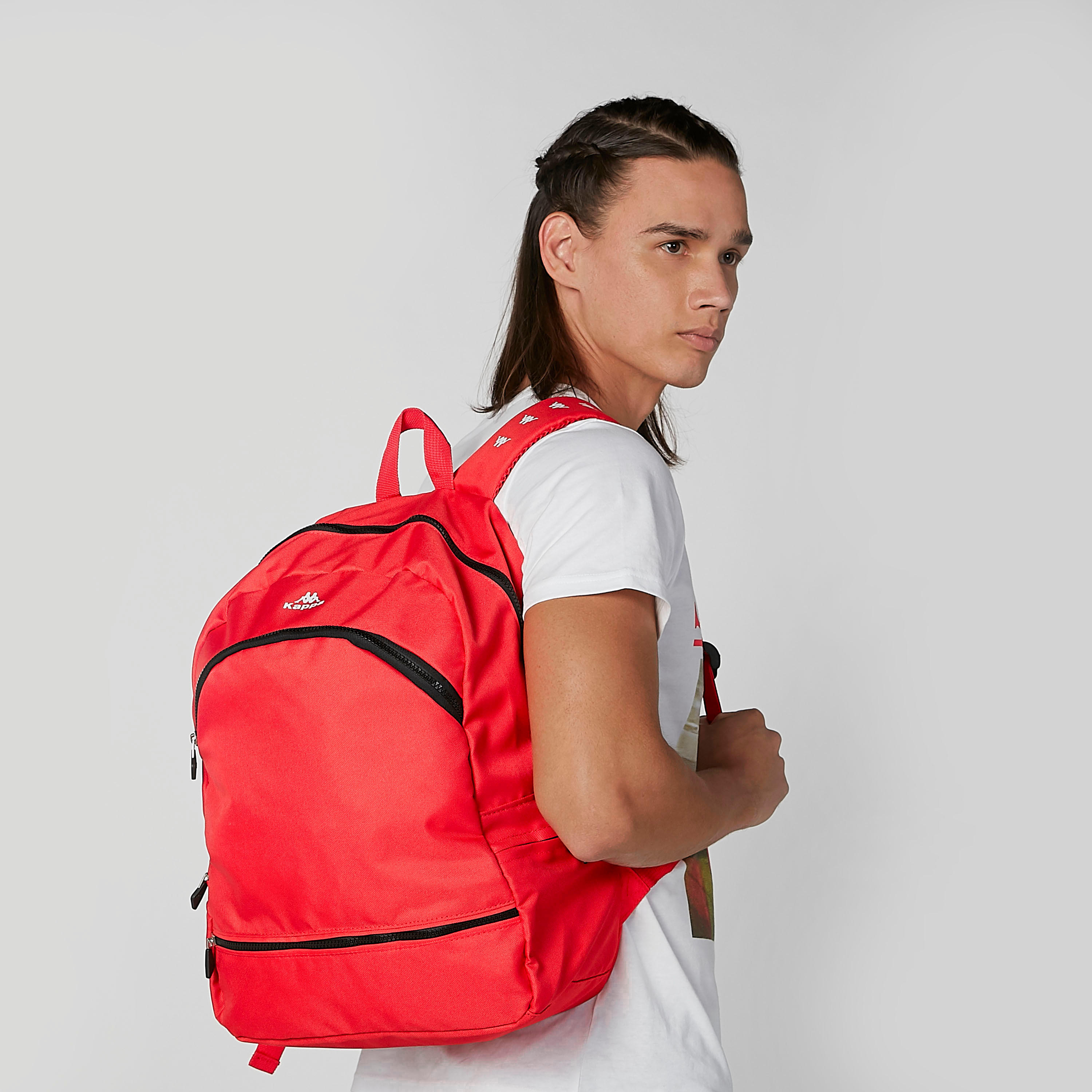Kappa Printed Backpack with Zip Closure and Adjustable Straps-men-bags-image-2