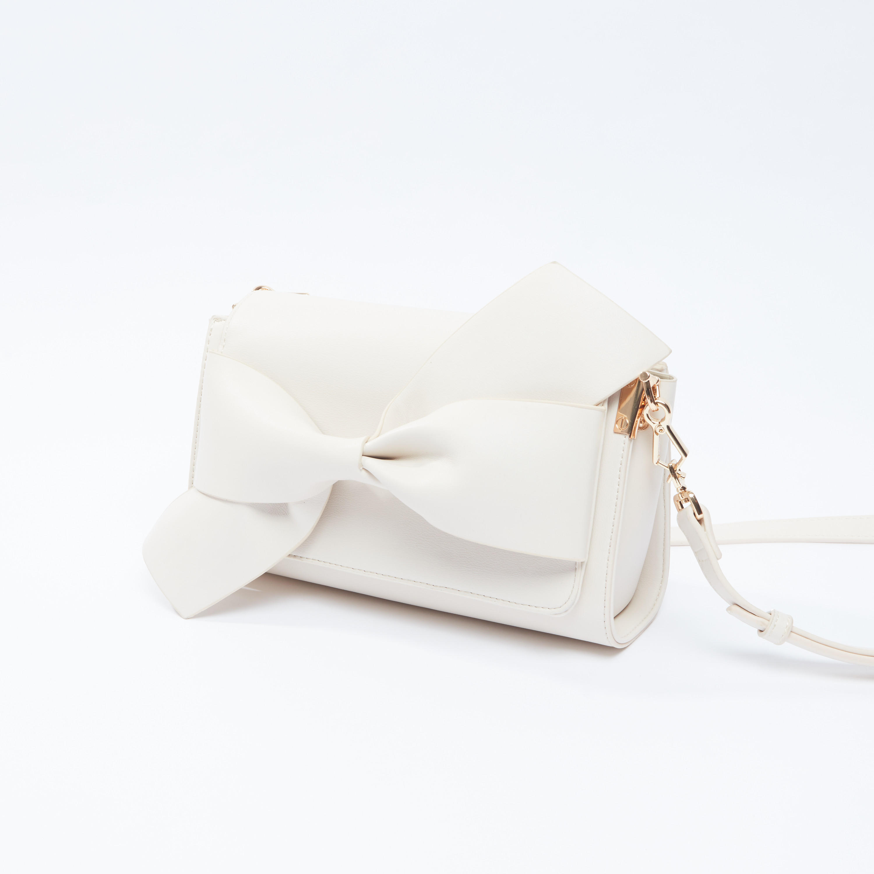حقيبة كروس بودي بارزة الملمس بطيّة مزيّنة بفيونكة وحزام قابل للتعديل-women-bagsandwallets-handbags-image-1
