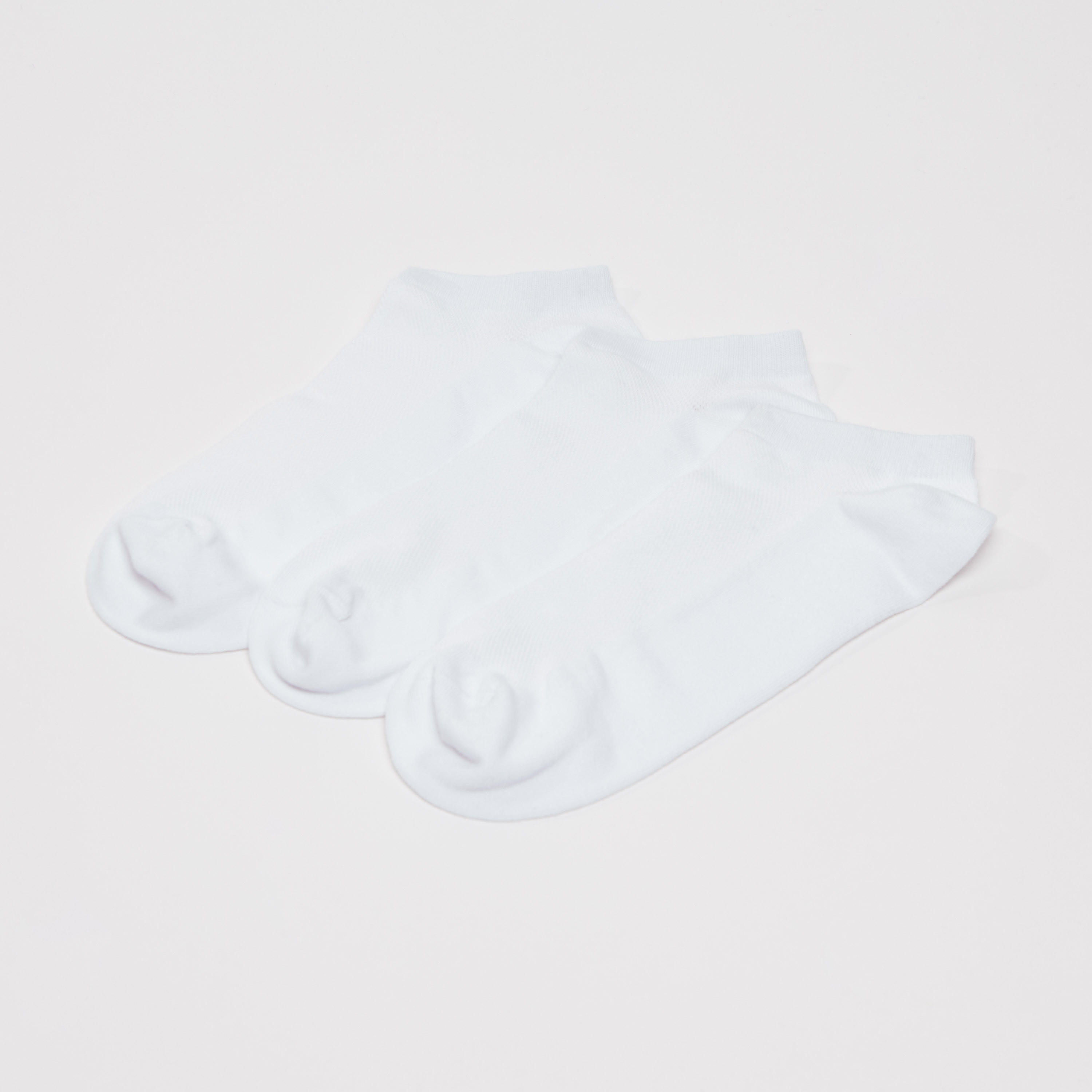 جوارب سادة بطول الكاحل بحوّاف أساور - طقم من 3 أزواج-men-socks-image-1