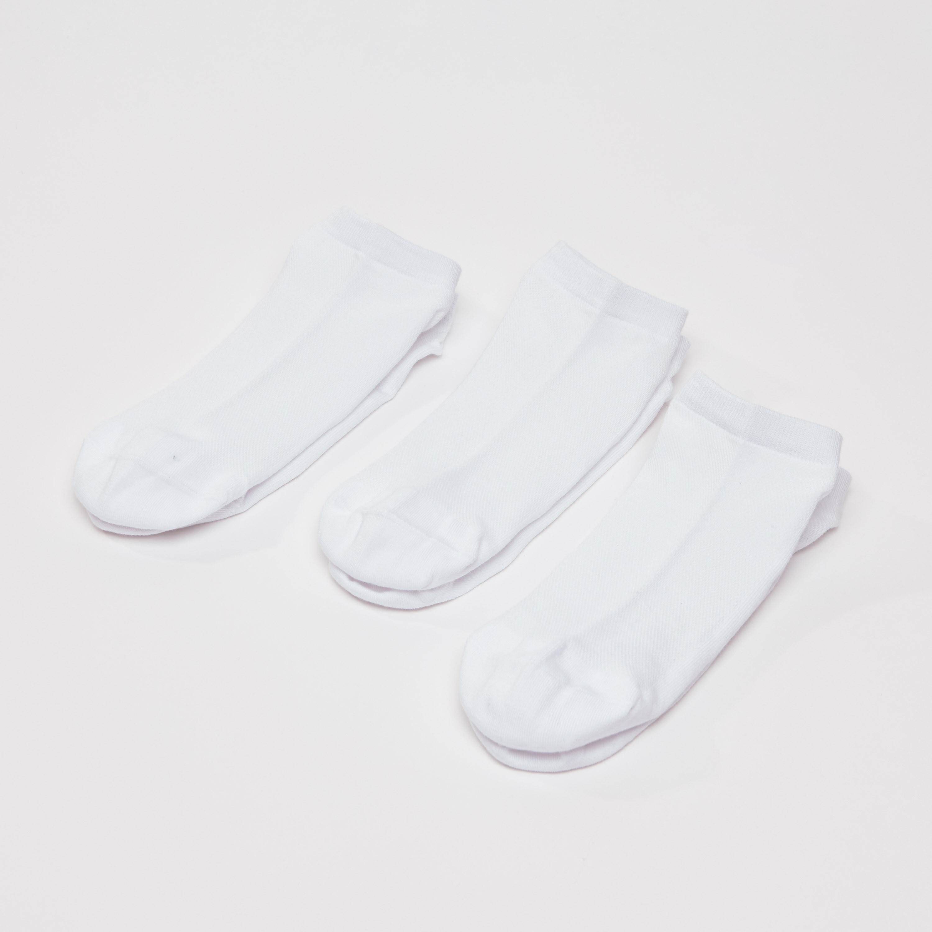 جوارب سادة بطول الكاحل بحوّاف أساور - طقم من 3 أزواج-men-socks-image-2