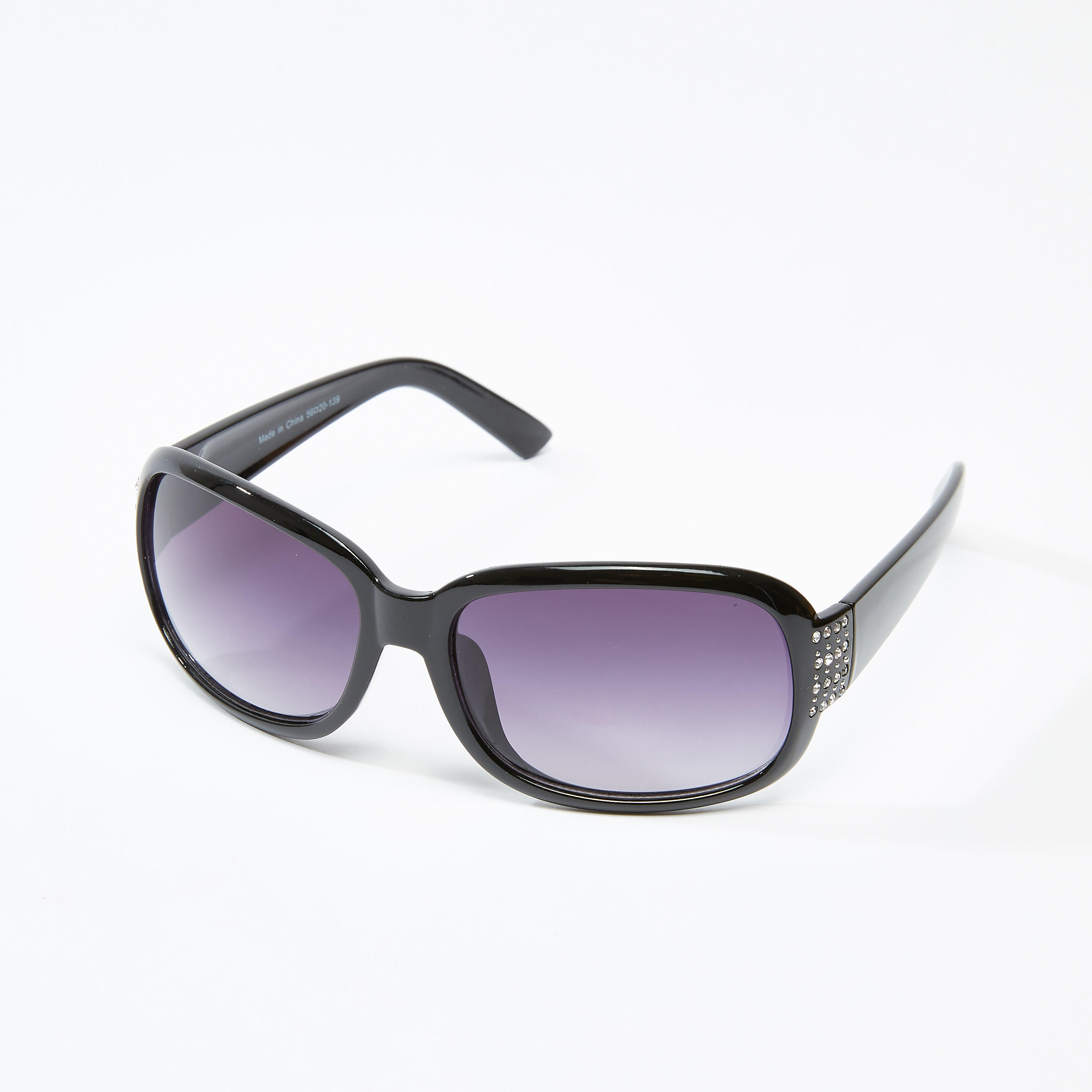 نظّارة شمسية مستطيلة بإطار كامل ووسادات أنف وتفاصيل مرصّعة-women-sunglasses-image-1