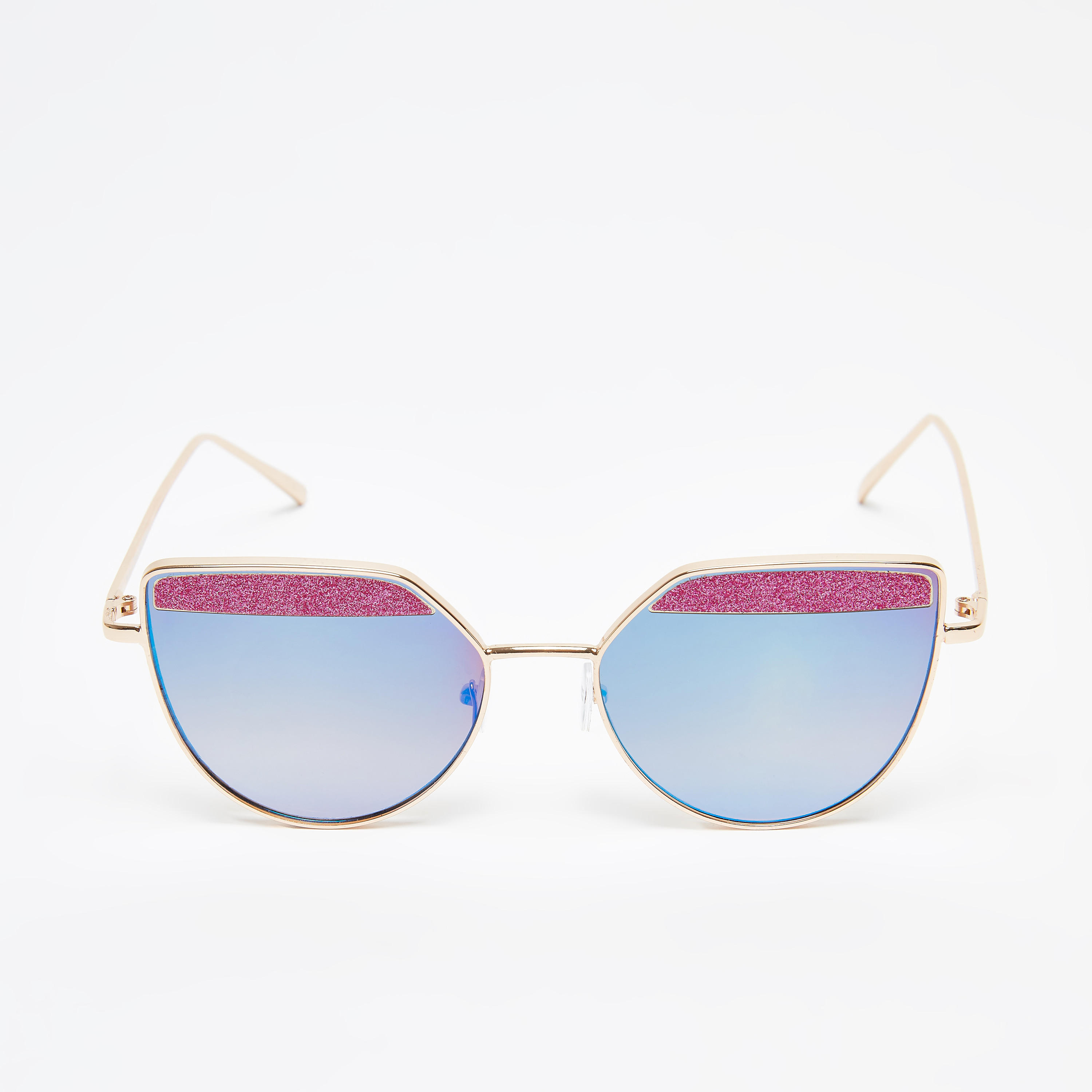 نظارة شمسّية عين قطة بارزة الملمس بإطار كامل ووسادات أنف-women-sunglasses-image-3