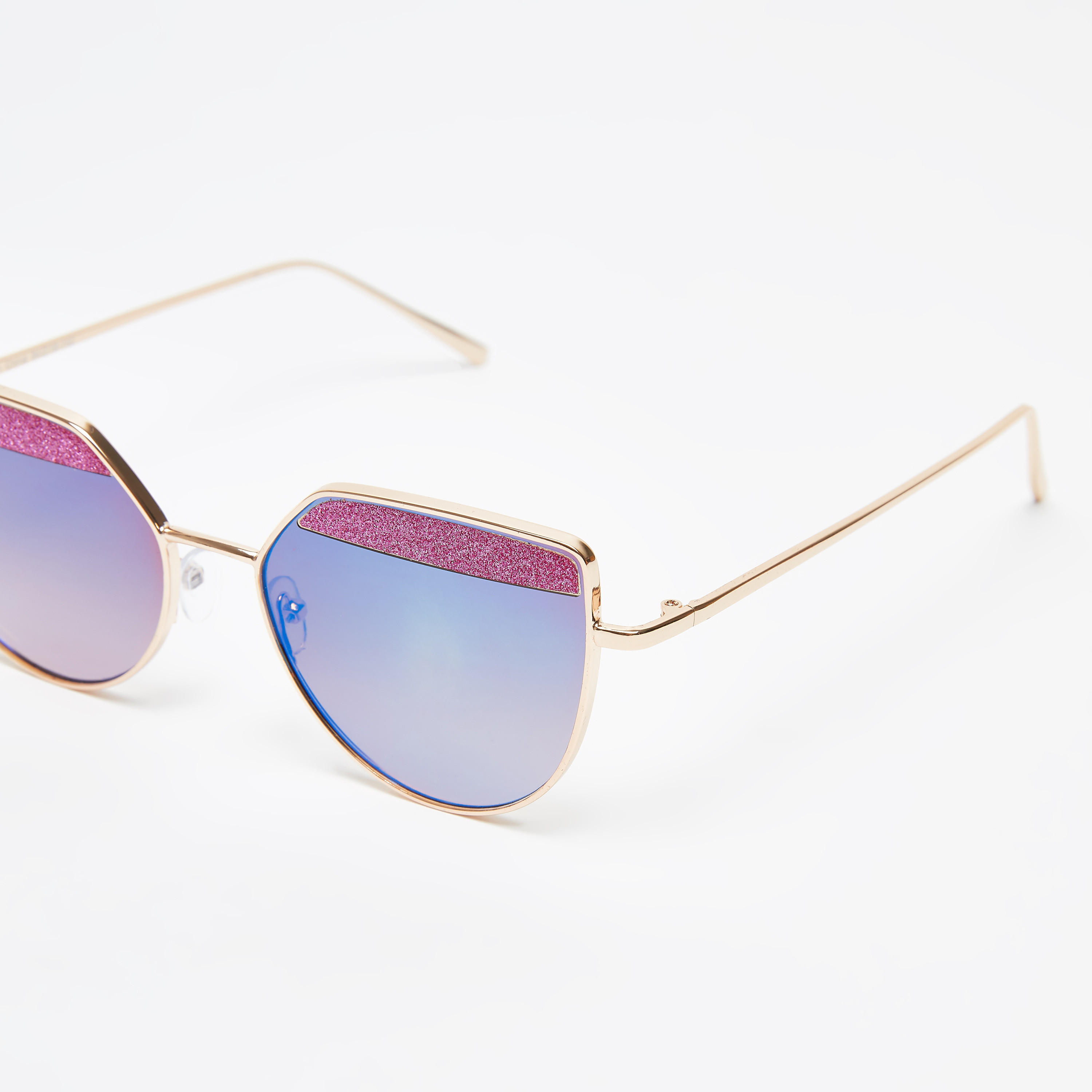 نظارة شمسّية عين قطة بارزة الملمس بإطار كامل ووسادات أنف-women-sunglasses-image-4