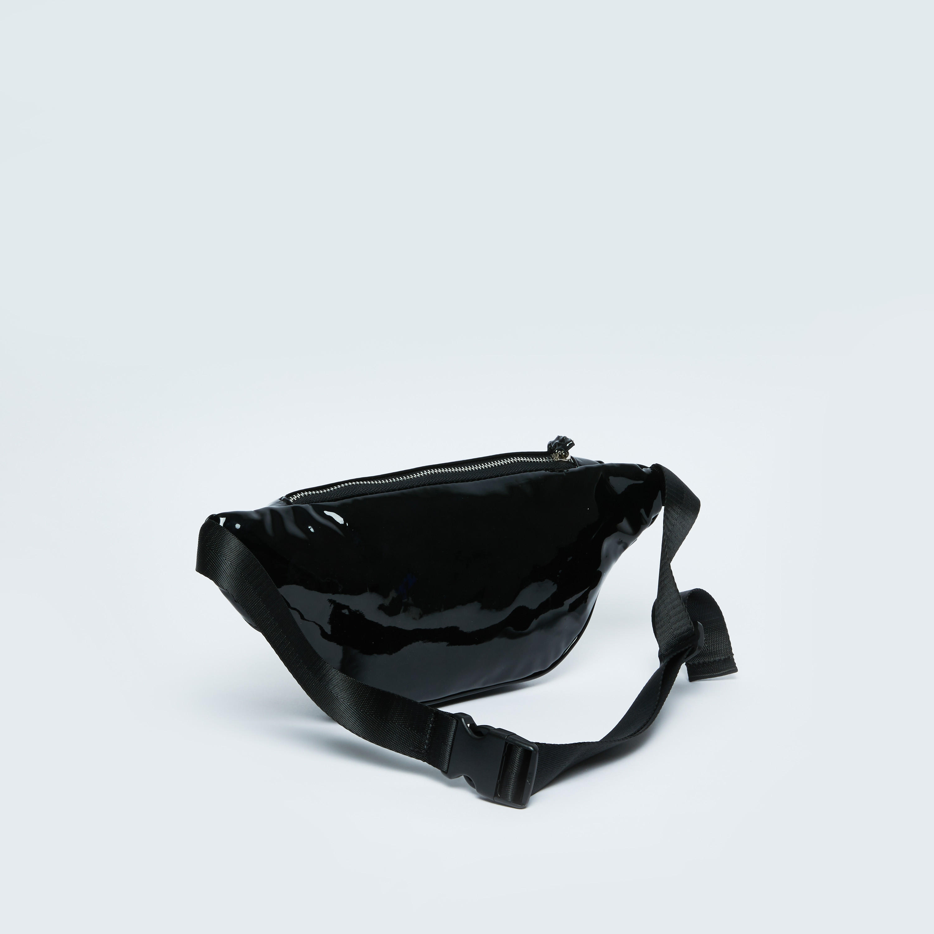 حقيبة خصر سادة لامعة بحزام قابل للتعديل وإبزيم إغلاق-women-bagsandwallets-handbags-image-2