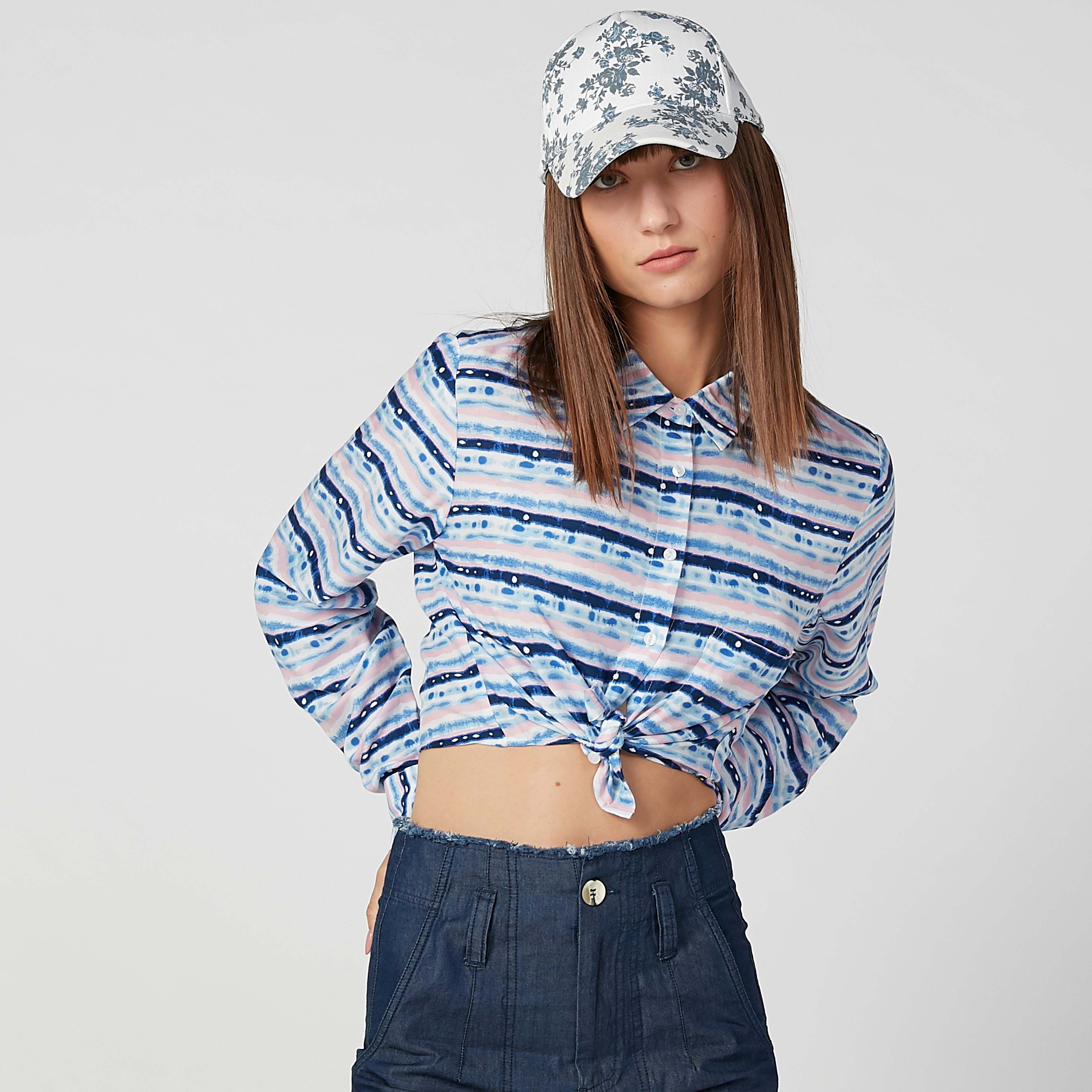 Printed Cap with Hook and Loop Closure-women-clothingaccessories-capsandhats-image-2