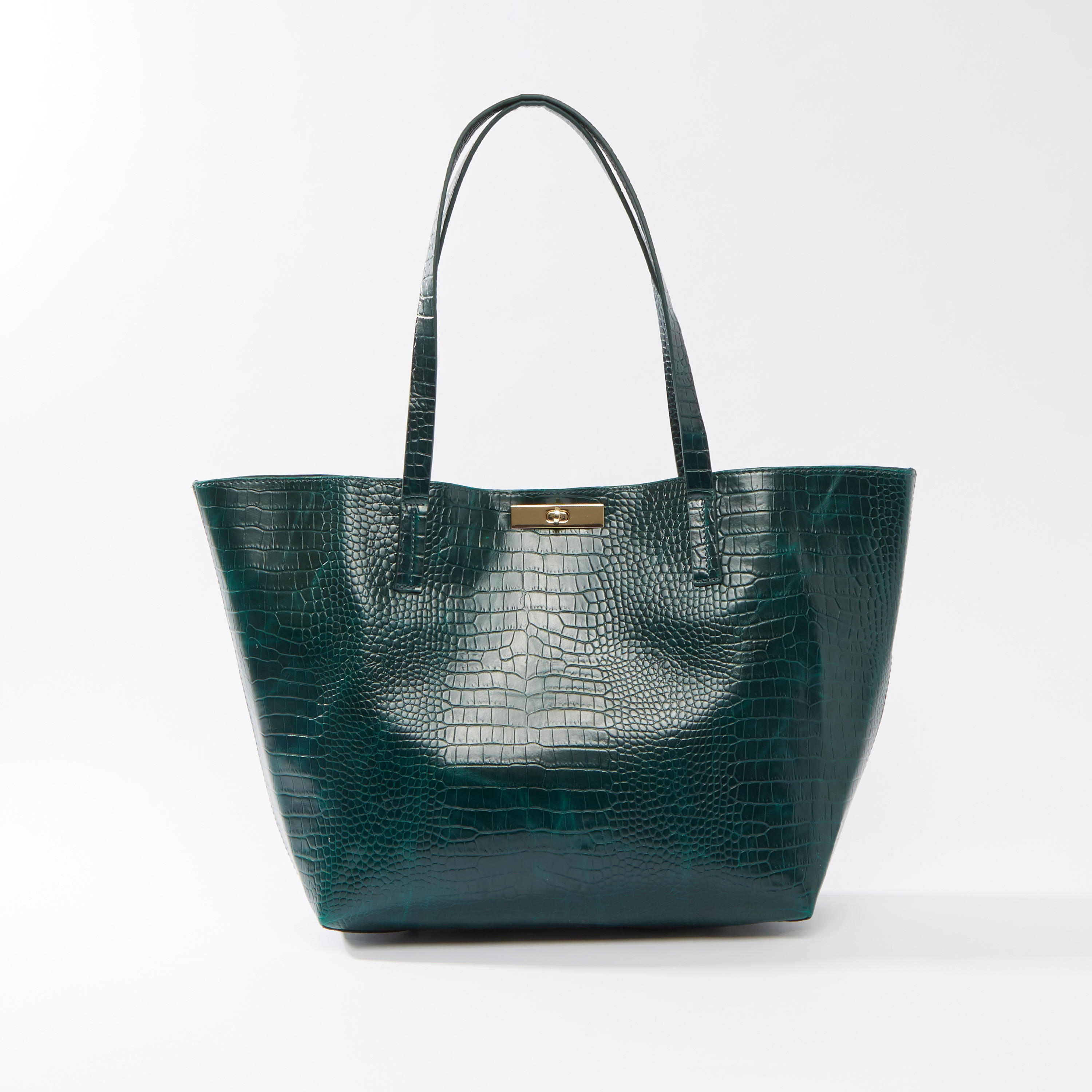 شنطة يد بارزة الملمس بمقابض مزدوجة وقفل دوّار-women-bagsandwallets-handbags-image-1