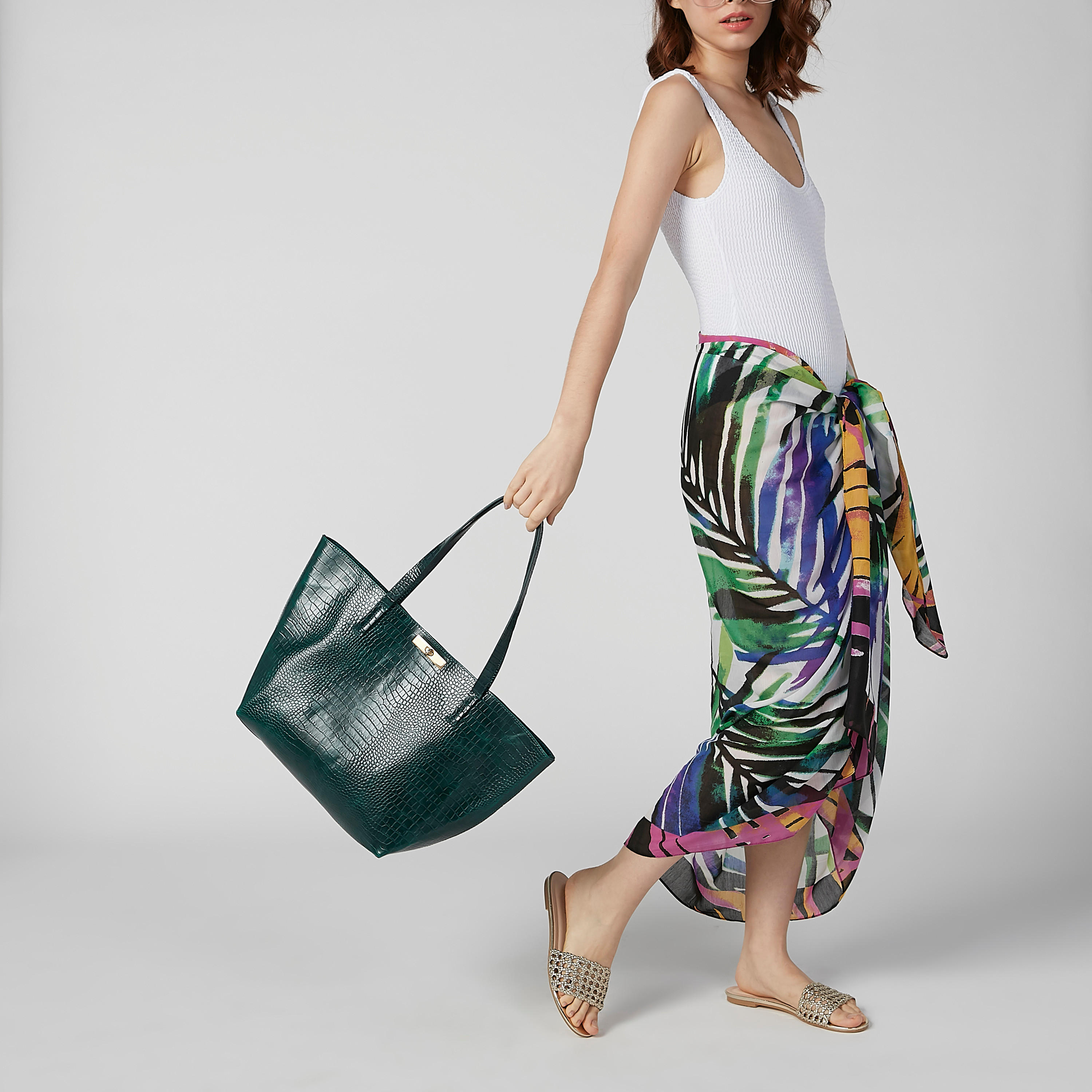 شنطة يد بارزة الملمس بمقابض مزدوجة وقفل دوّار-women-bagsandwallets-handbags-image-2