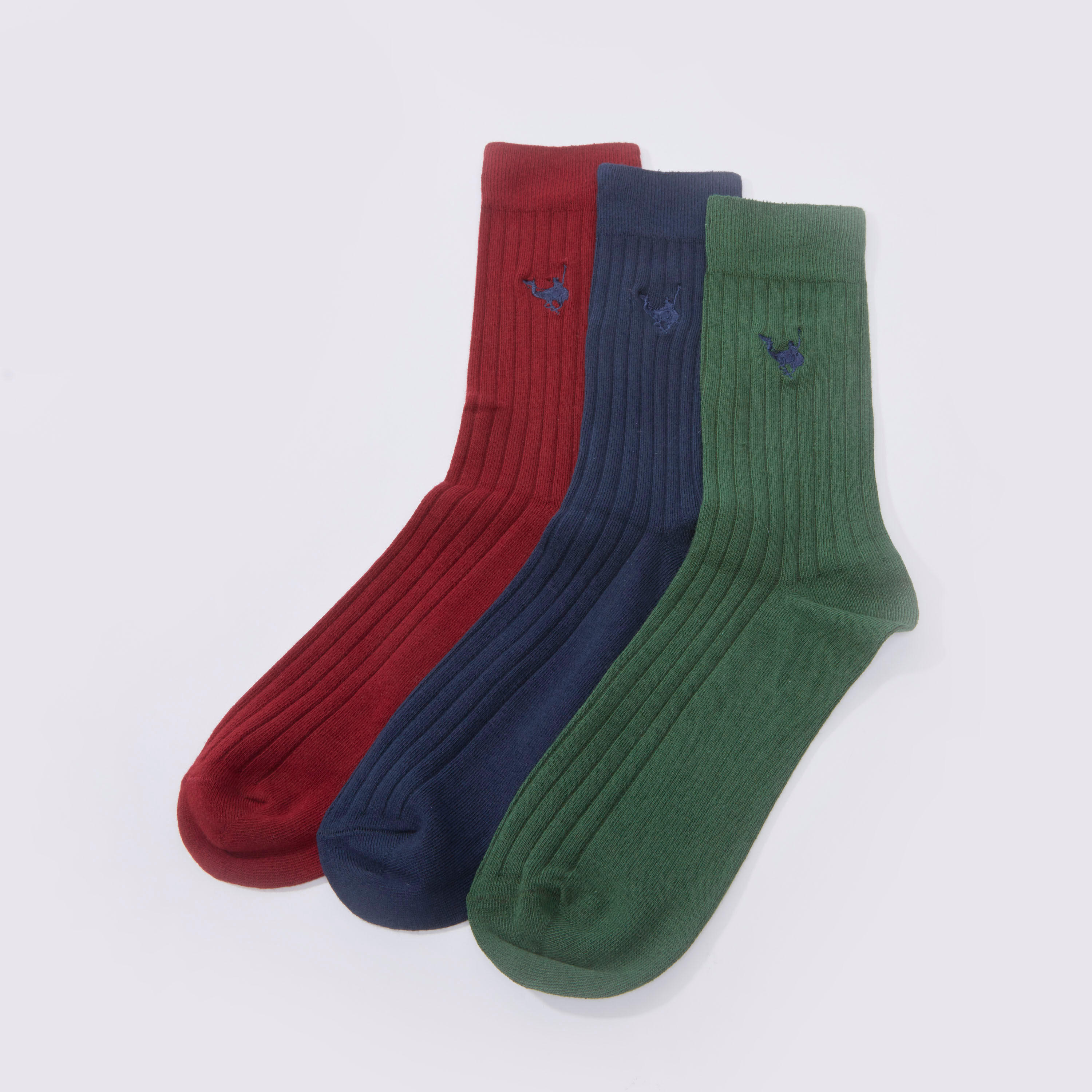 جوارب مضلّعة بطول متوسط - طقم من 3 أزواج-men-socks-image-1