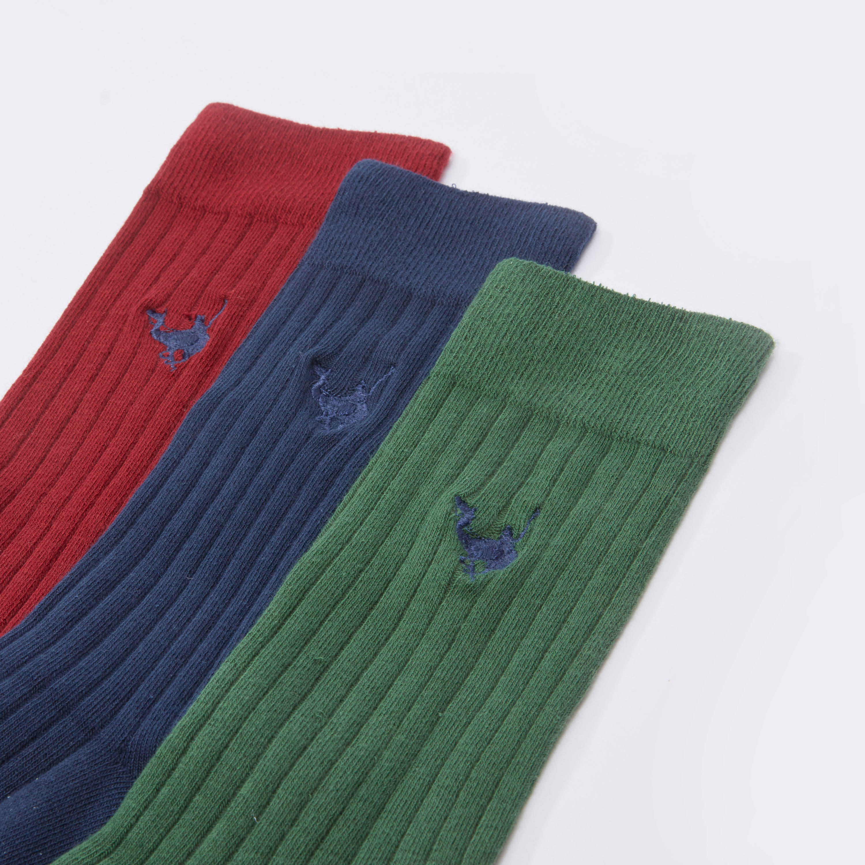 جوارب مضلّعة بطول متوسط - طقم من 3 أزواج-men-socks-image-2