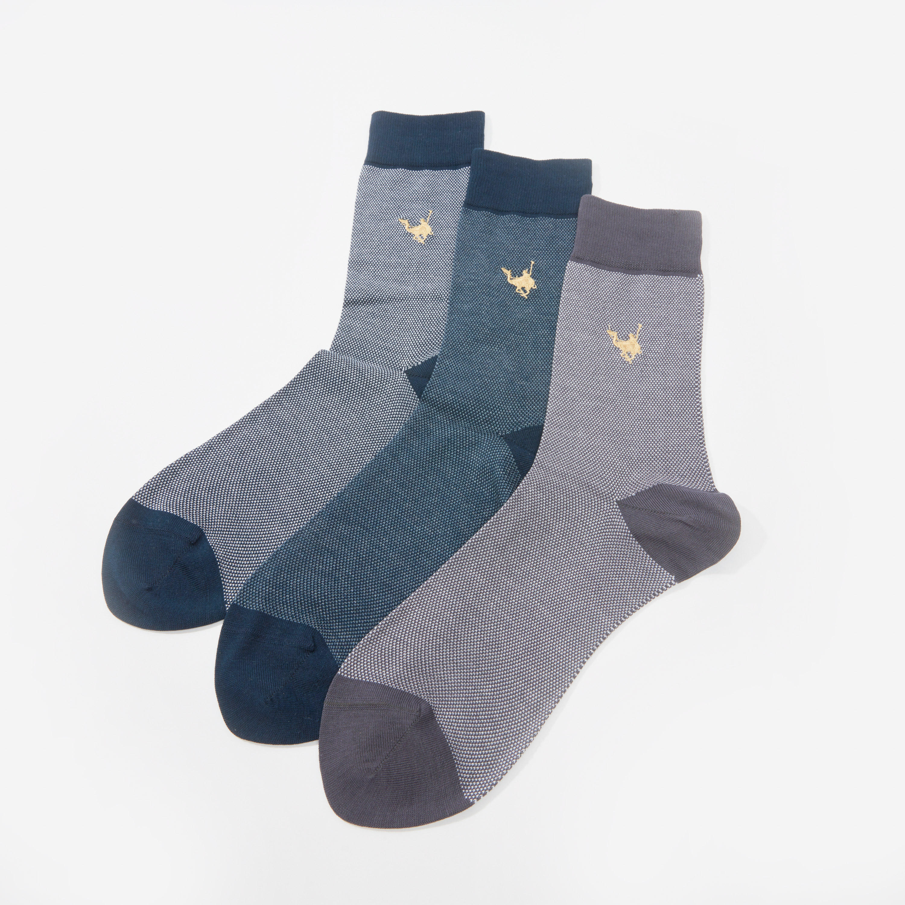 جوارب متنوعة بطول ربلة الساق بحوّاف مضلّعة - طقم من 3 أزواج-men-socks-image-1