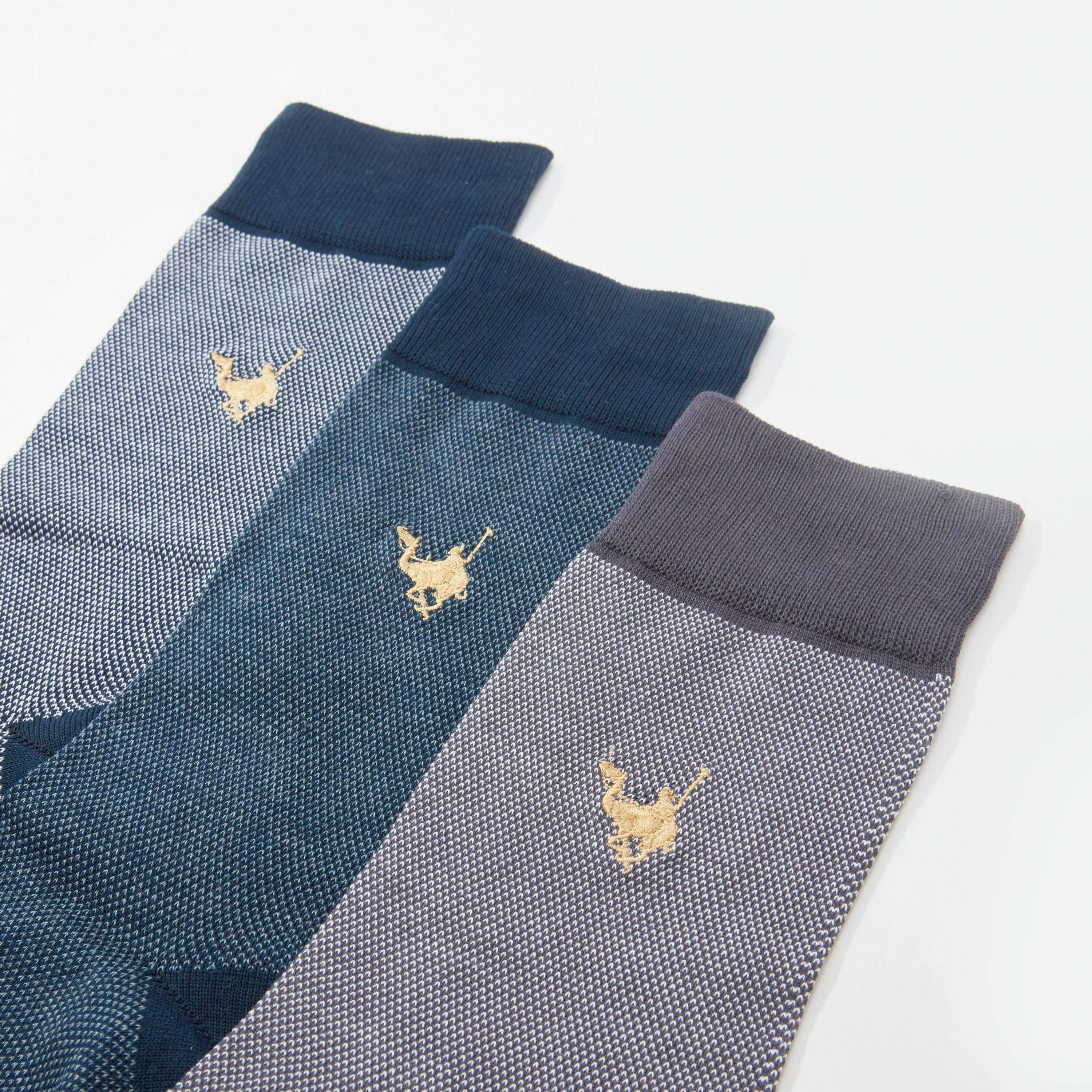 جوارب متنوعة بطول ربلة الساق بحوّاف مضلّعة - طقم من 3 أزواج-men-socks-image-2