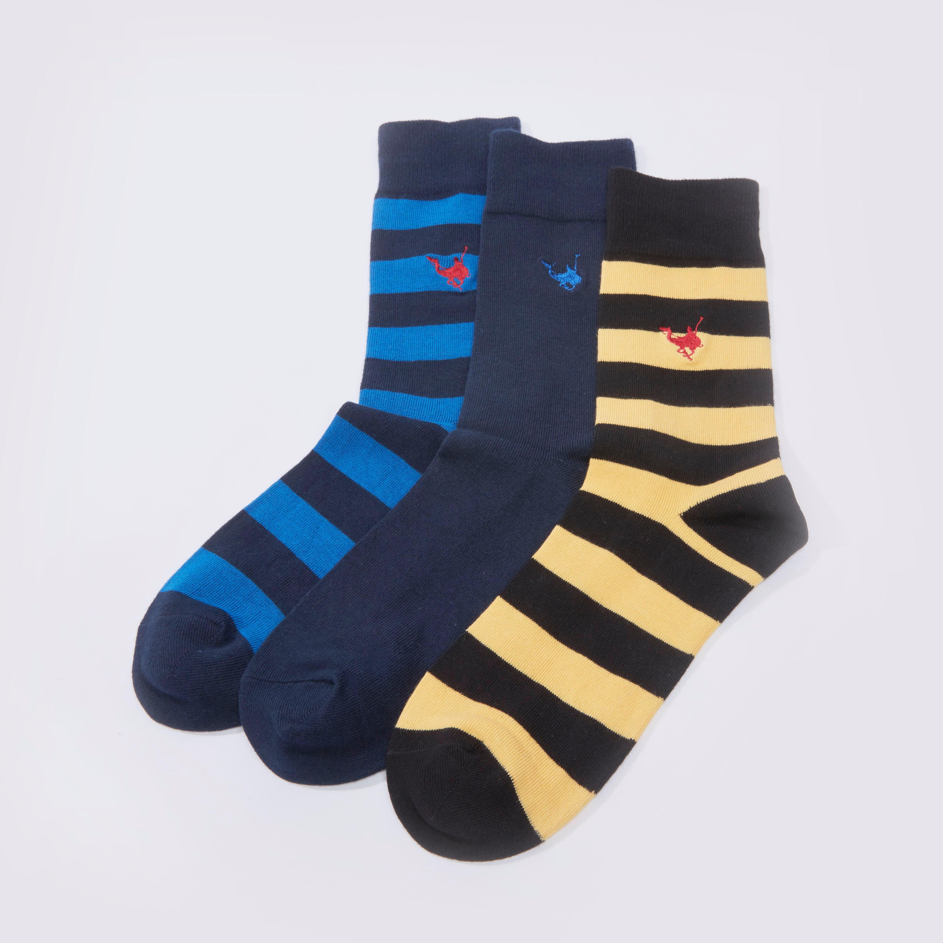 جوارب متنوعة متوسطة الطول بأساور مطّاطية - طقم من 3 أزواج-men-socks-image-1