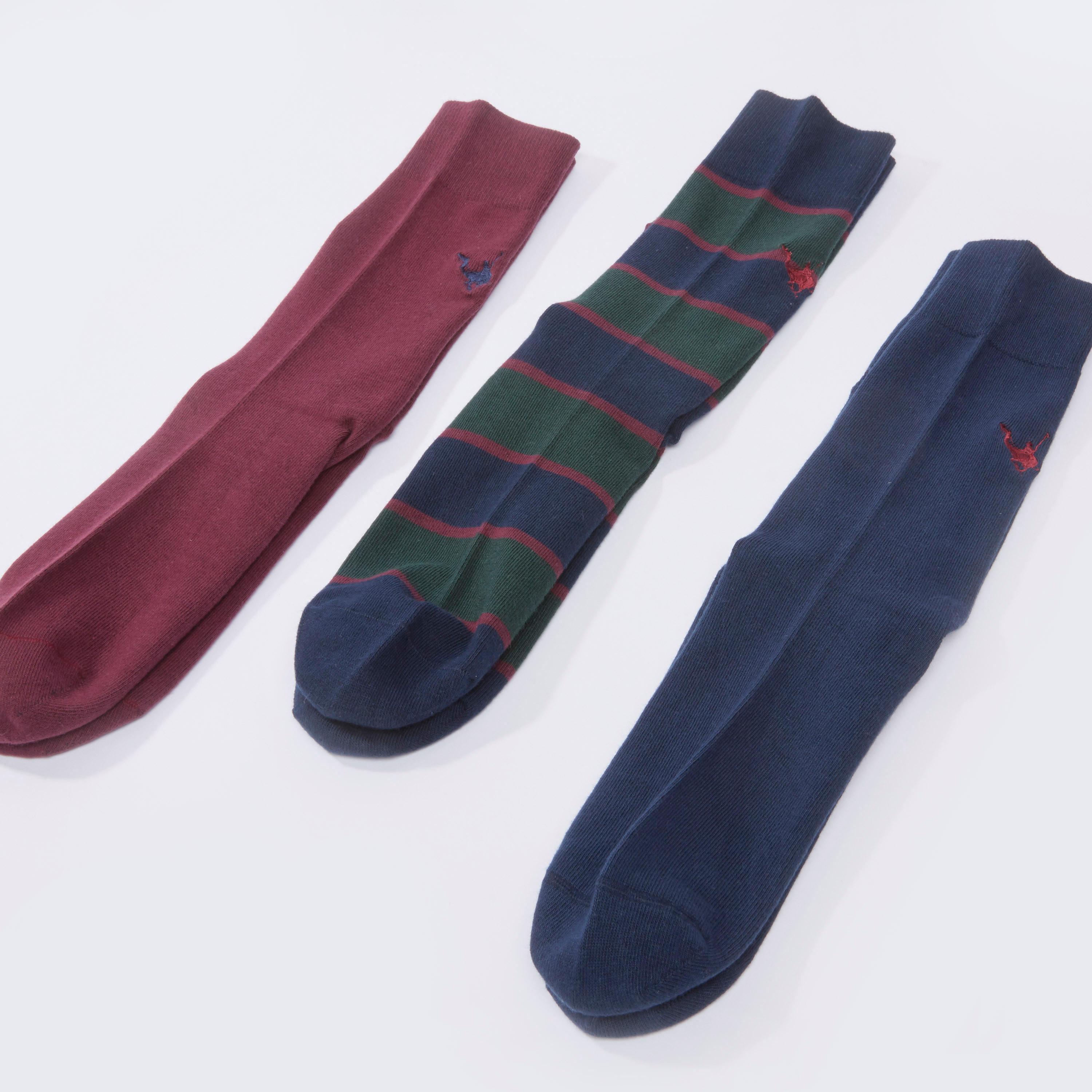 جوارب متنوعة متوسطة الطول بأساور مطّاطية - طقم من 3 أزواج-men-socks-image-1