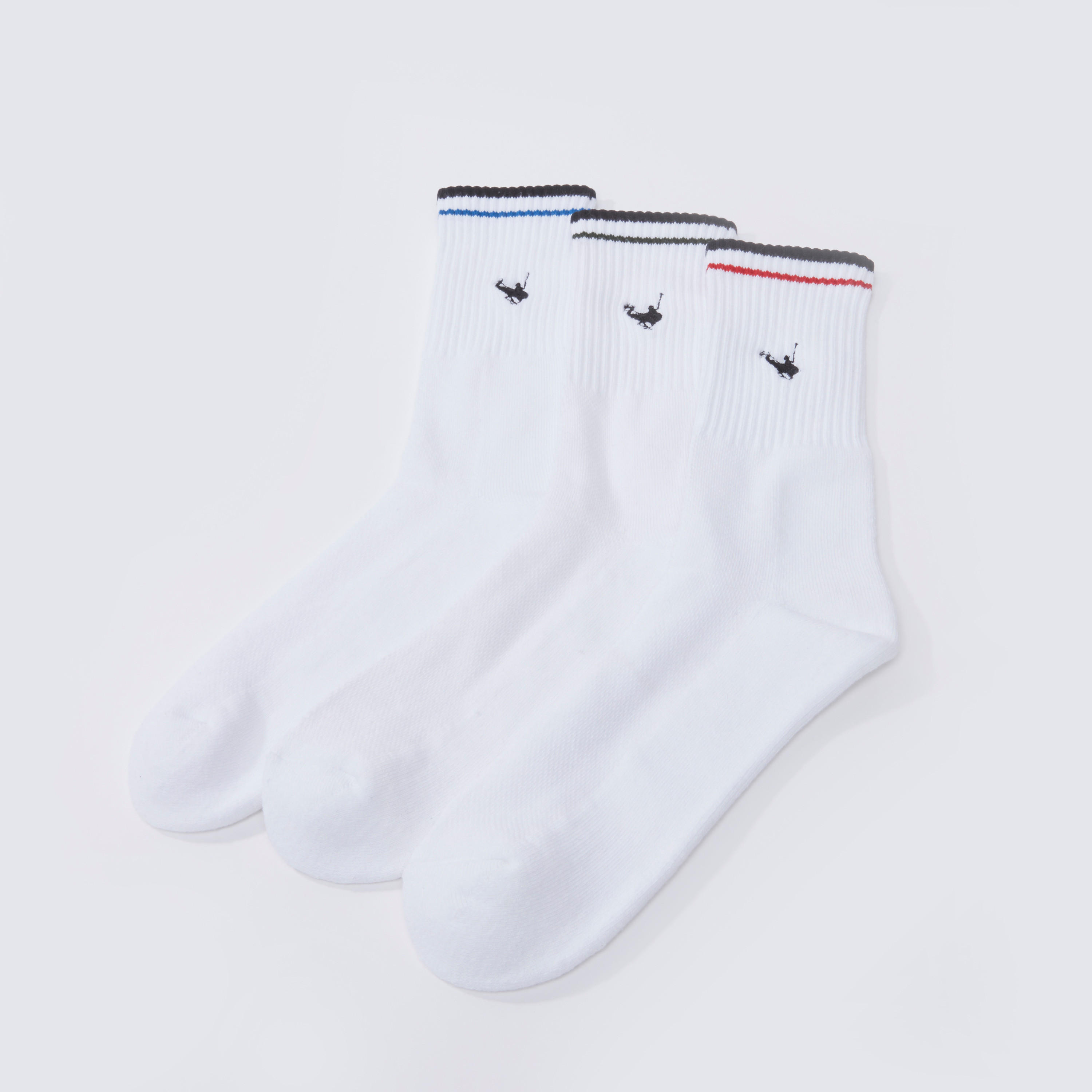 جوارب بطول ربلة الساق بحوّاف مضلّعة - طقم من 3 أزواج-men-socks-image-1