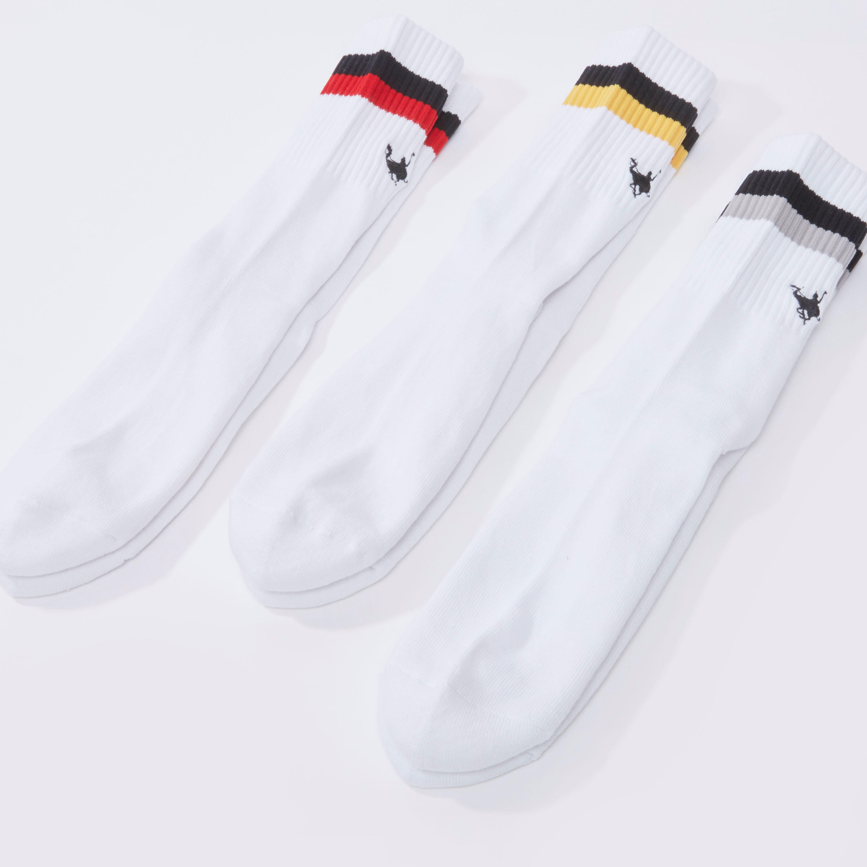 جوارب بطول ربلة الساق بحوّاف مضلّعة - طقم من 3 أزواج-men-socks-image-3