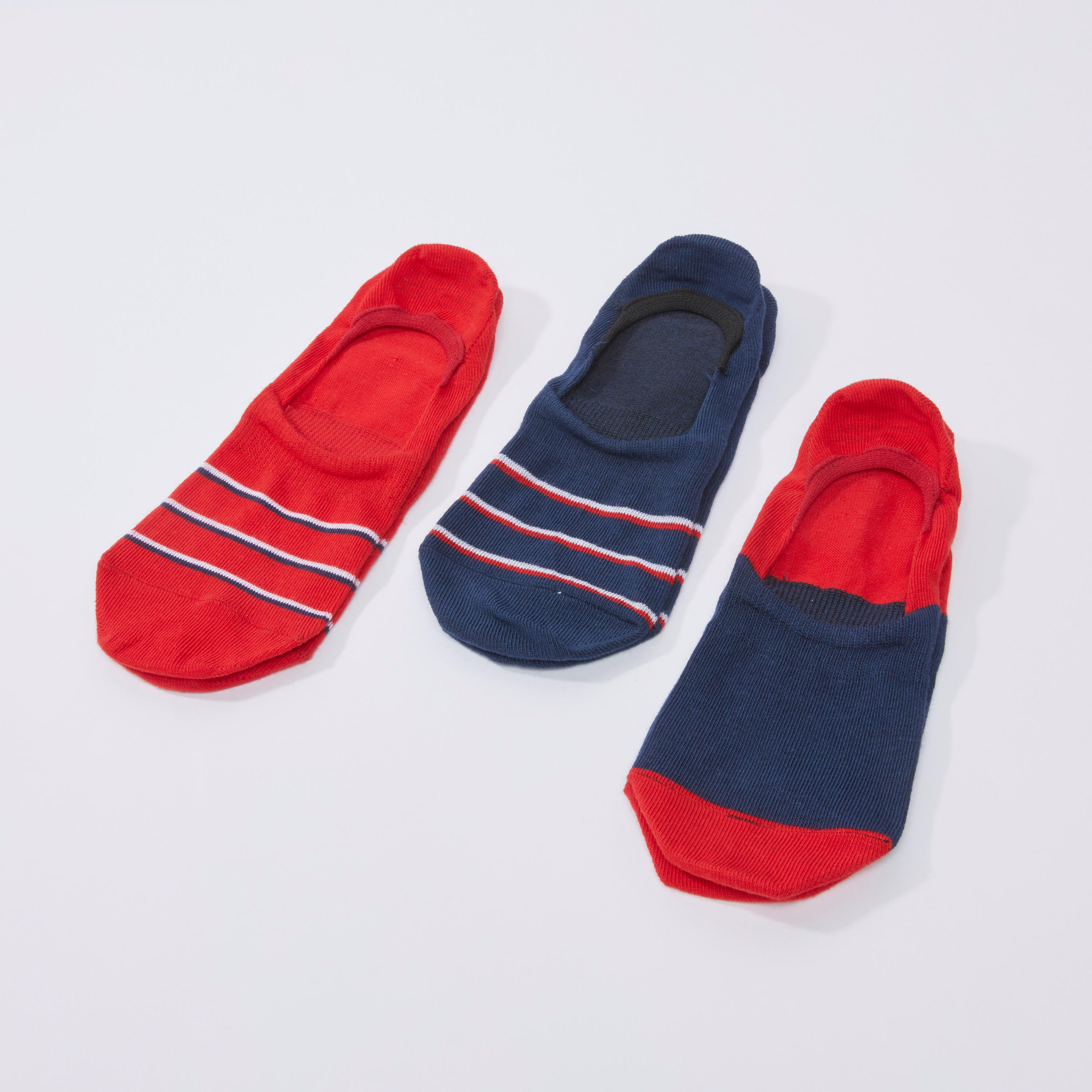 جوارب متنوعة غير مرئية برقبة مضلّعة - طقم من 3 أزواج-men-socks-image-1