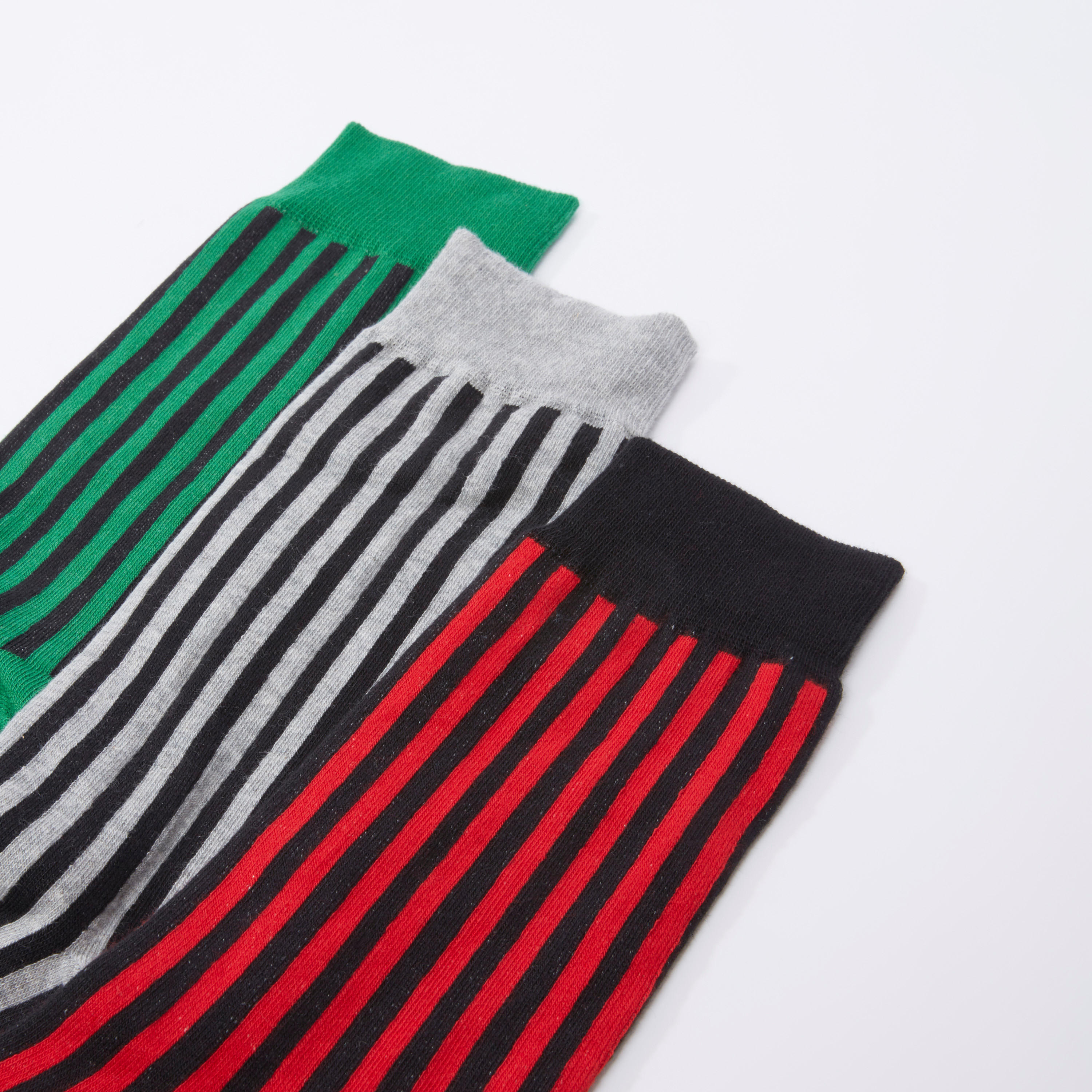 جوارب مقلّمة بطول ربلة الساق بحوّاف مطّاطية - طقم من 3 أزواج-men-socks-image-2