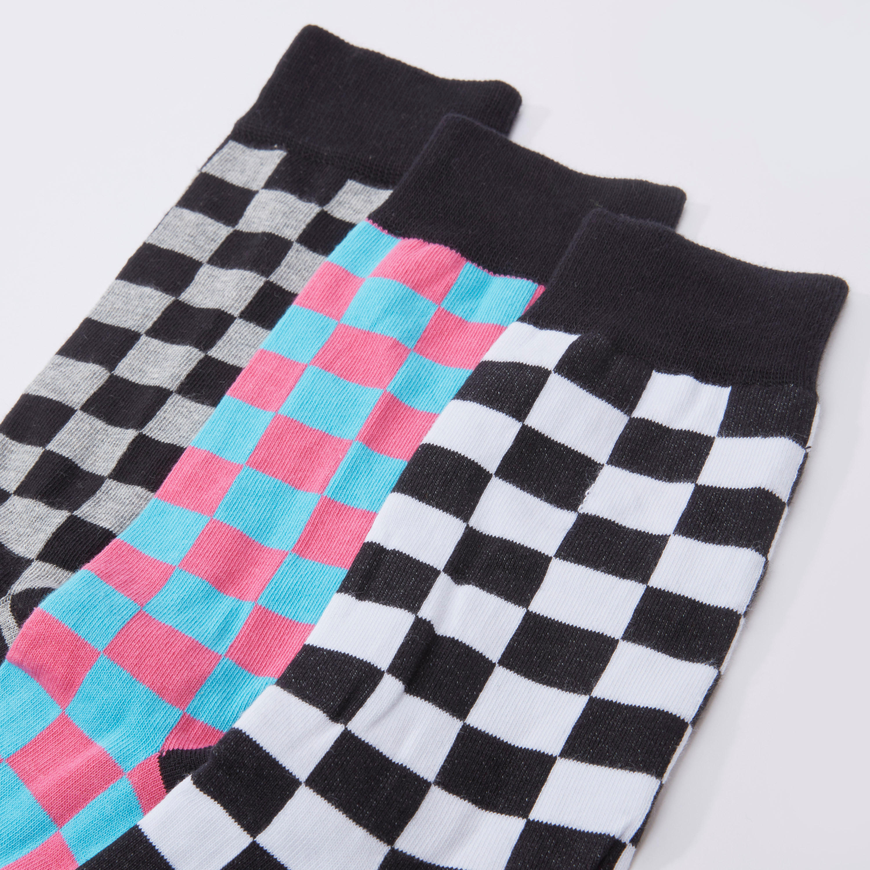 جوارب كاروهات بطول ربلة الساق بأساور مطّاطية - طقم من 3 أزواج-men-socks-image-2