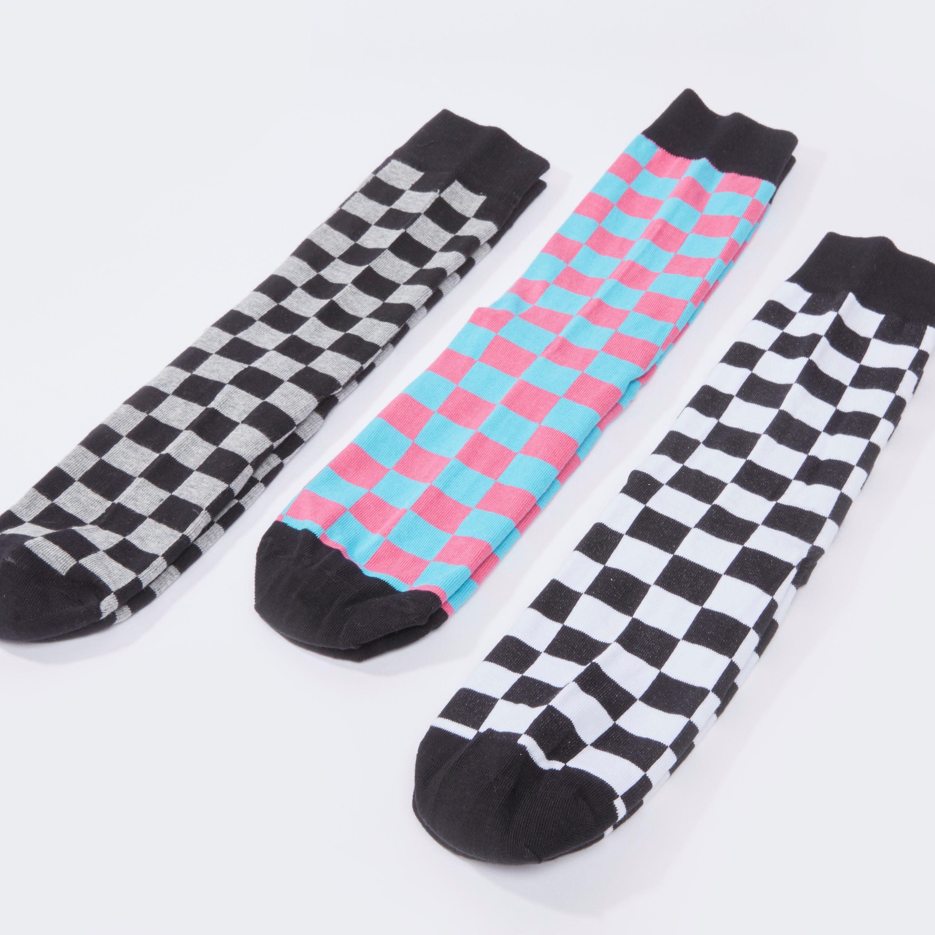 جوارب كاروهات بطول ربلة الساق بأساور مطّاطية - طقم من 3 أزواج-men-socks-image-3