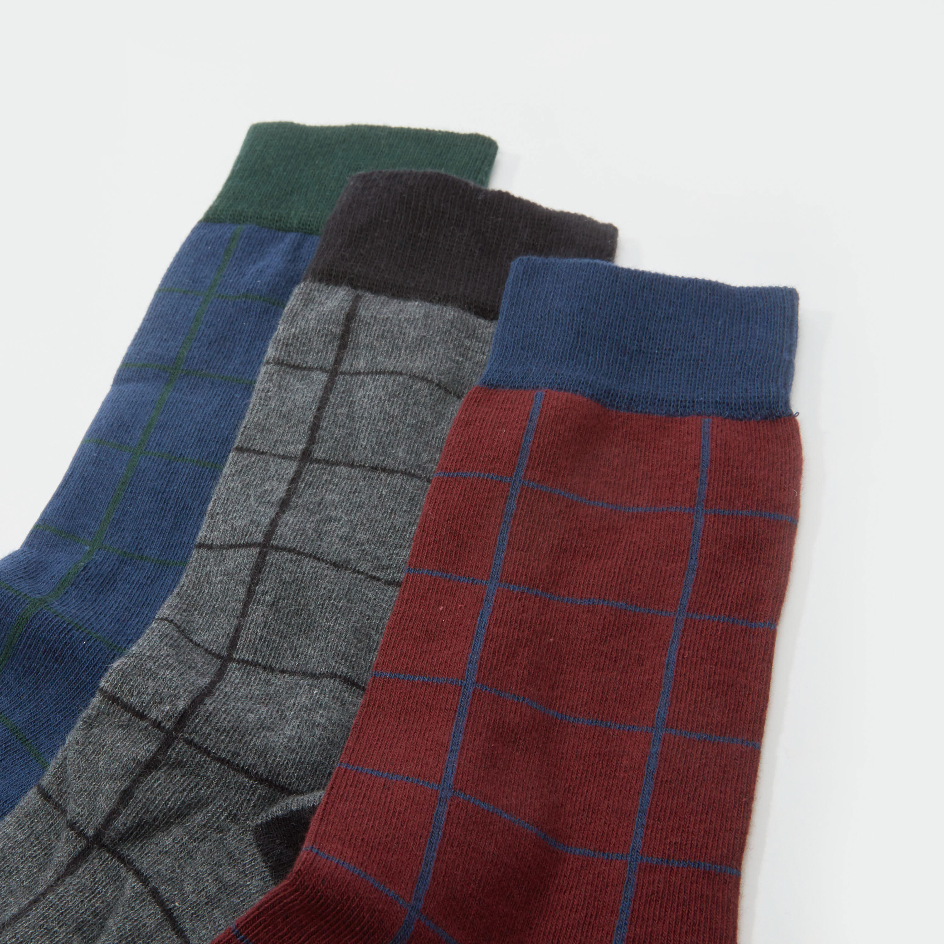 جوارب كاروهات بطول ربلة الساق بأساور مطّاطية - طقم من 3 أزواج-men-socks-image-2