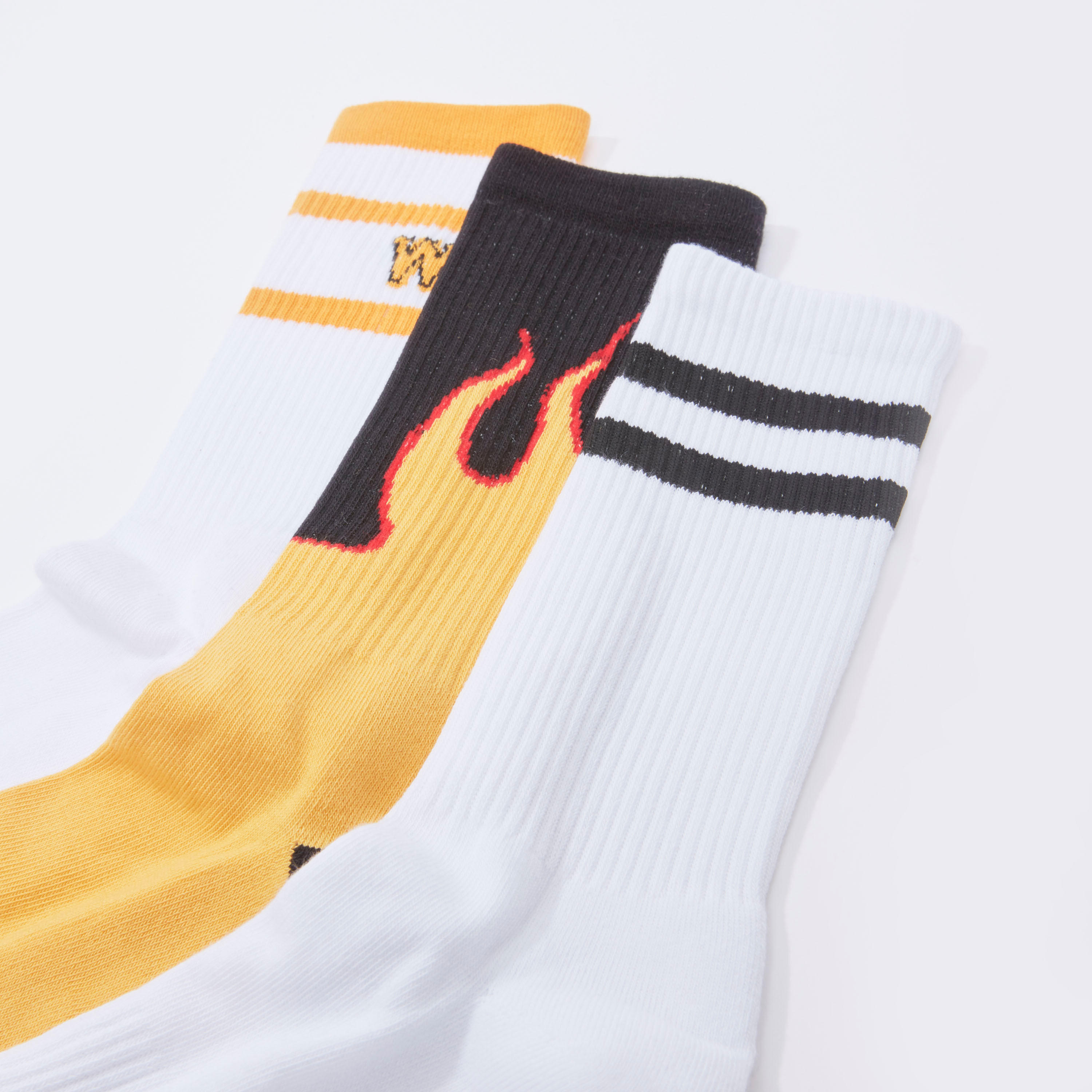 جوارب متنوعة بطول ربلة الساق بحوّاف مضلّعة - طقم من 3 أزواج-men-socks-image-2