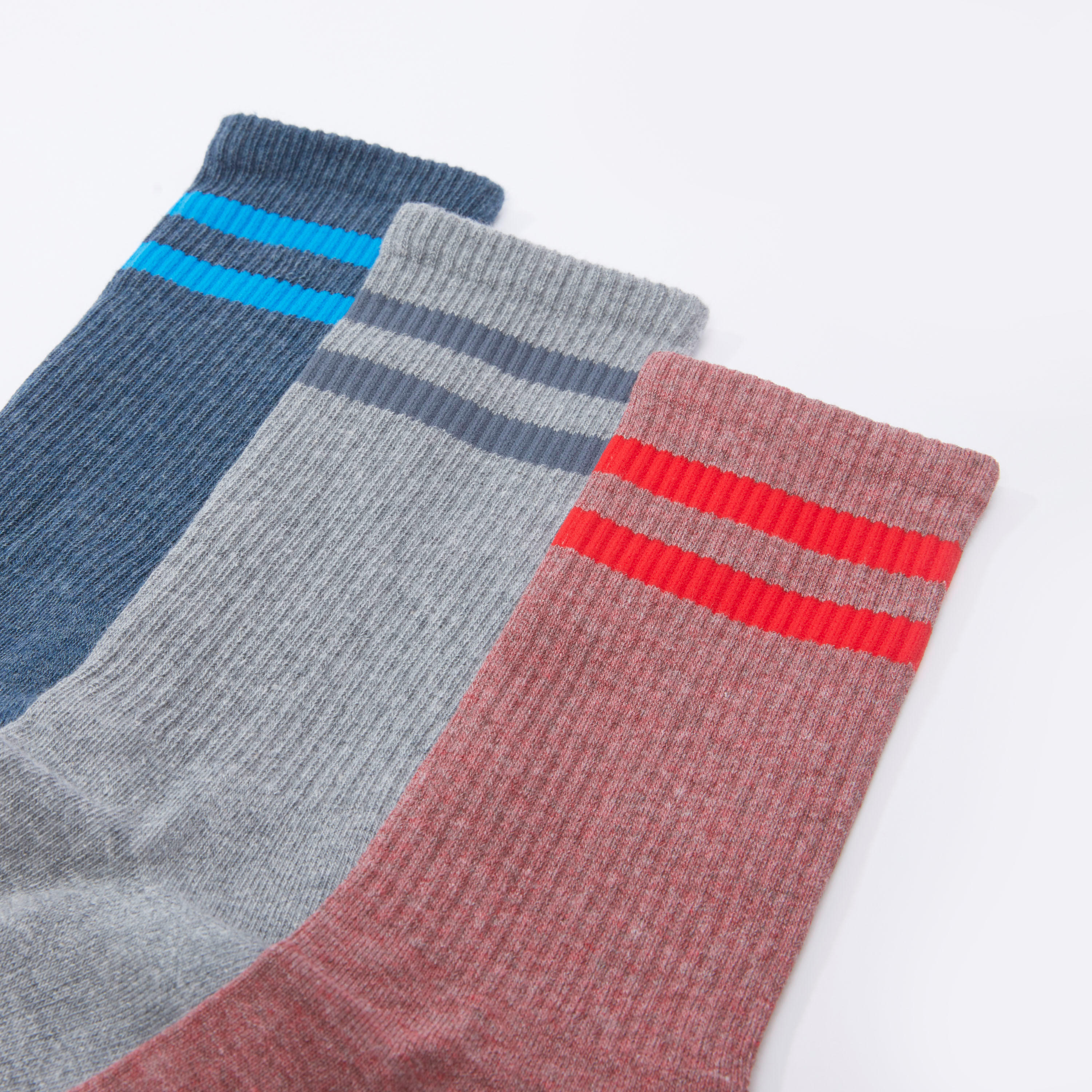 Set of 3 - Stripe Detail Crew Length Socks with Ribbed Hem-men-socks-image-2