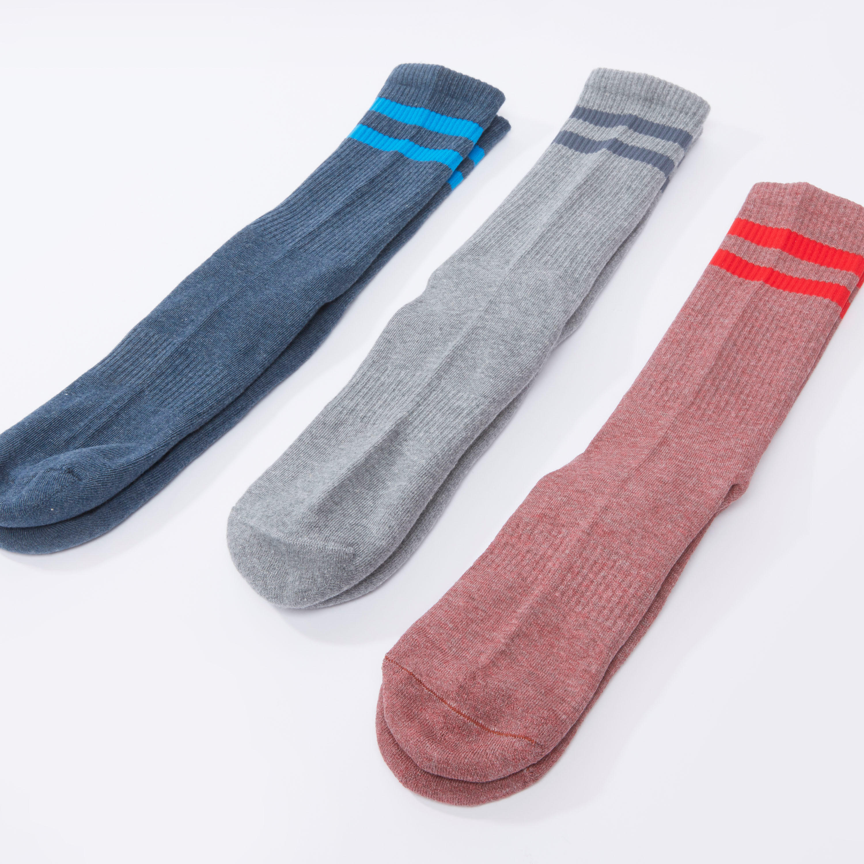 Set of 3 - Stripe Detail Crew Length Socks with Ribbed Hem-men-socks-image-3