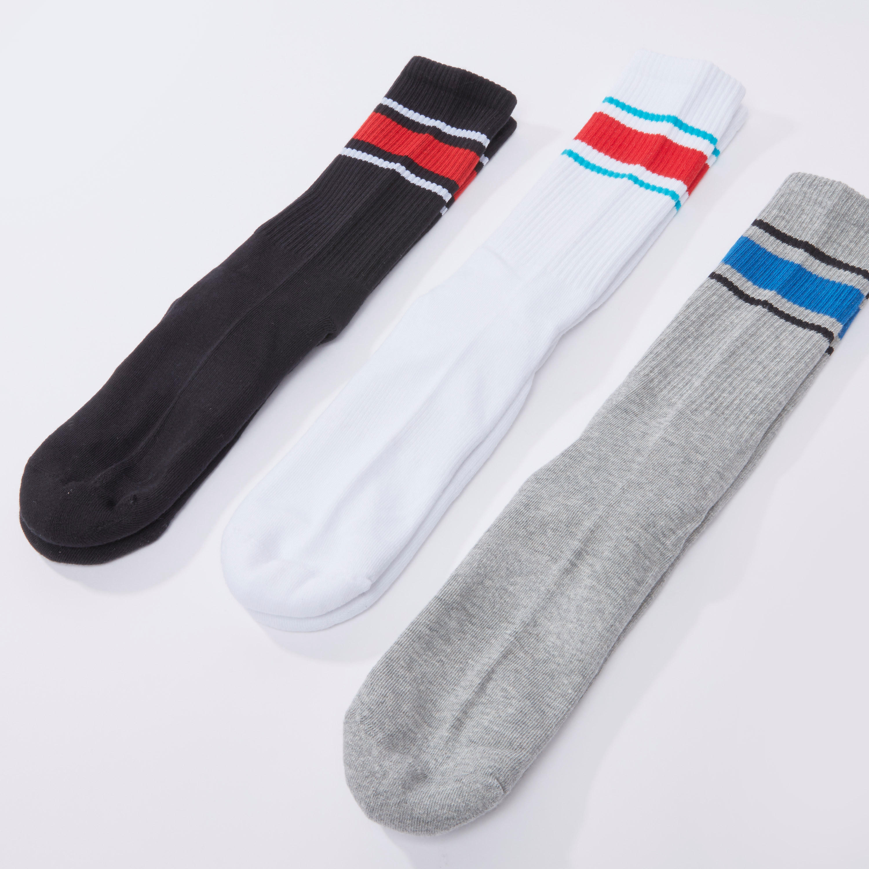جوارب بطول ربلة الساق بحوّاف مضلّعة - طقم من 3 أزواج-men-socks-image-3