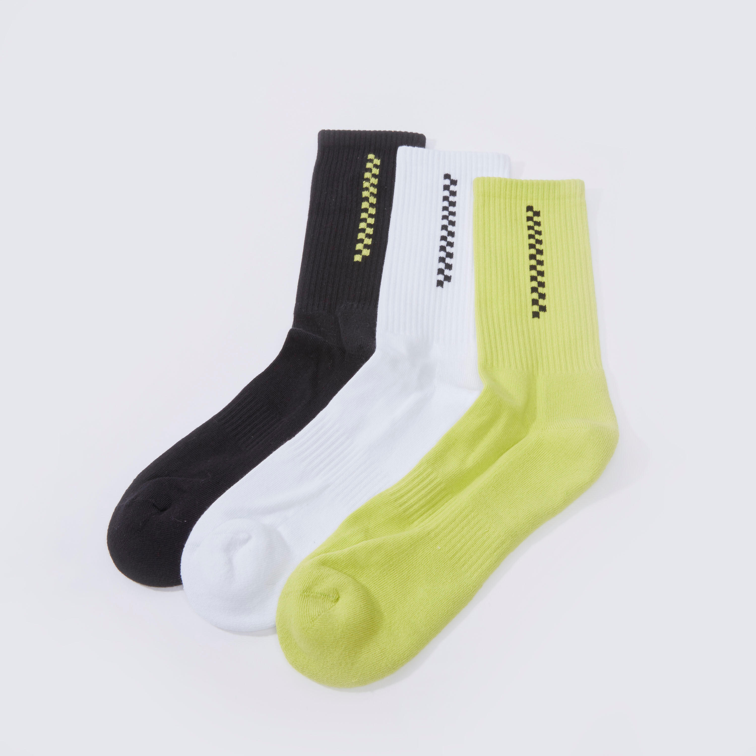 Set of 3 - Textured Crew Length Socks with Ribbed Hem-men-socks-image-1
