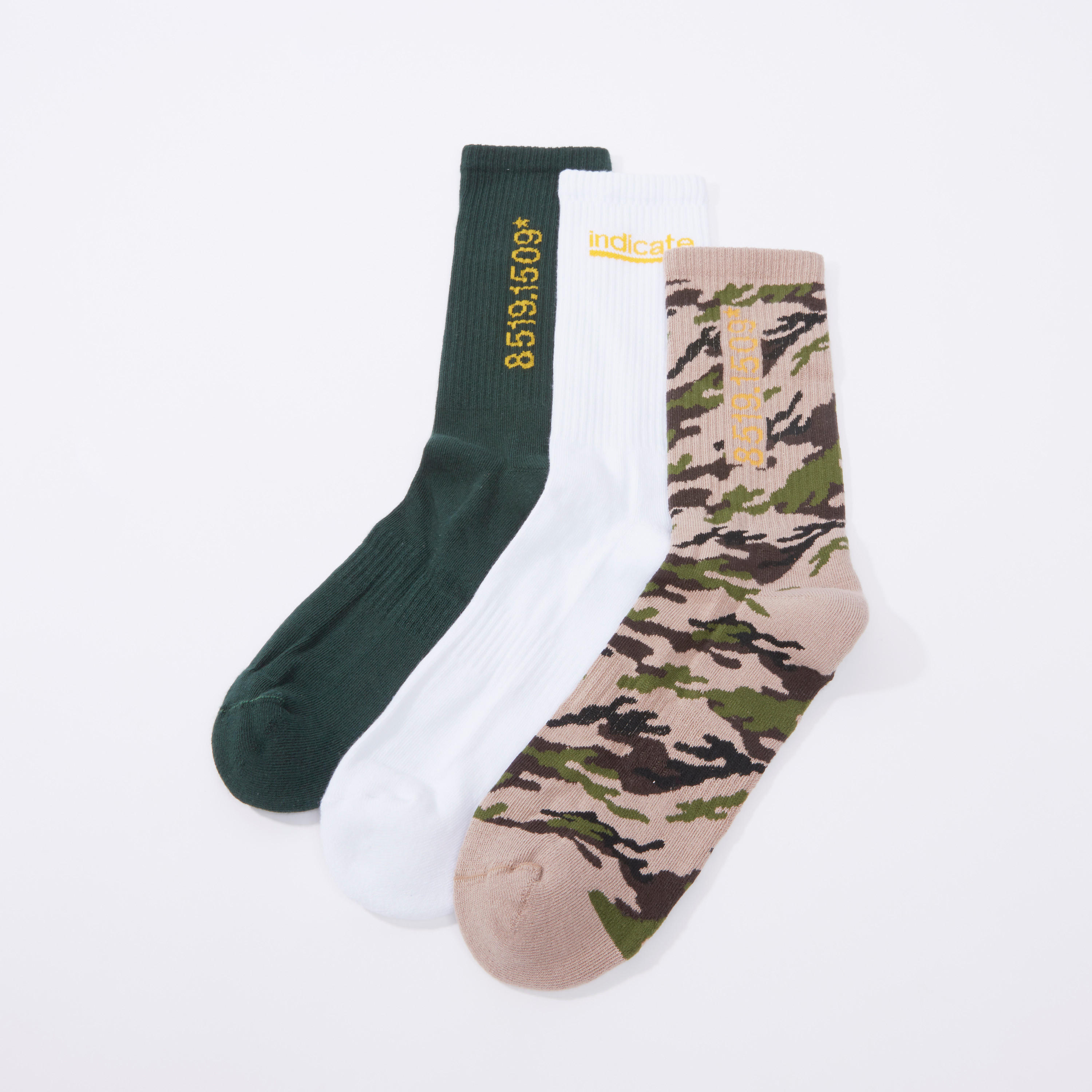 جوارب متنوعة بطول ربلة الساق بحوّاف مضلّعة - طقم من 3 أزواج-men-socks-image-1