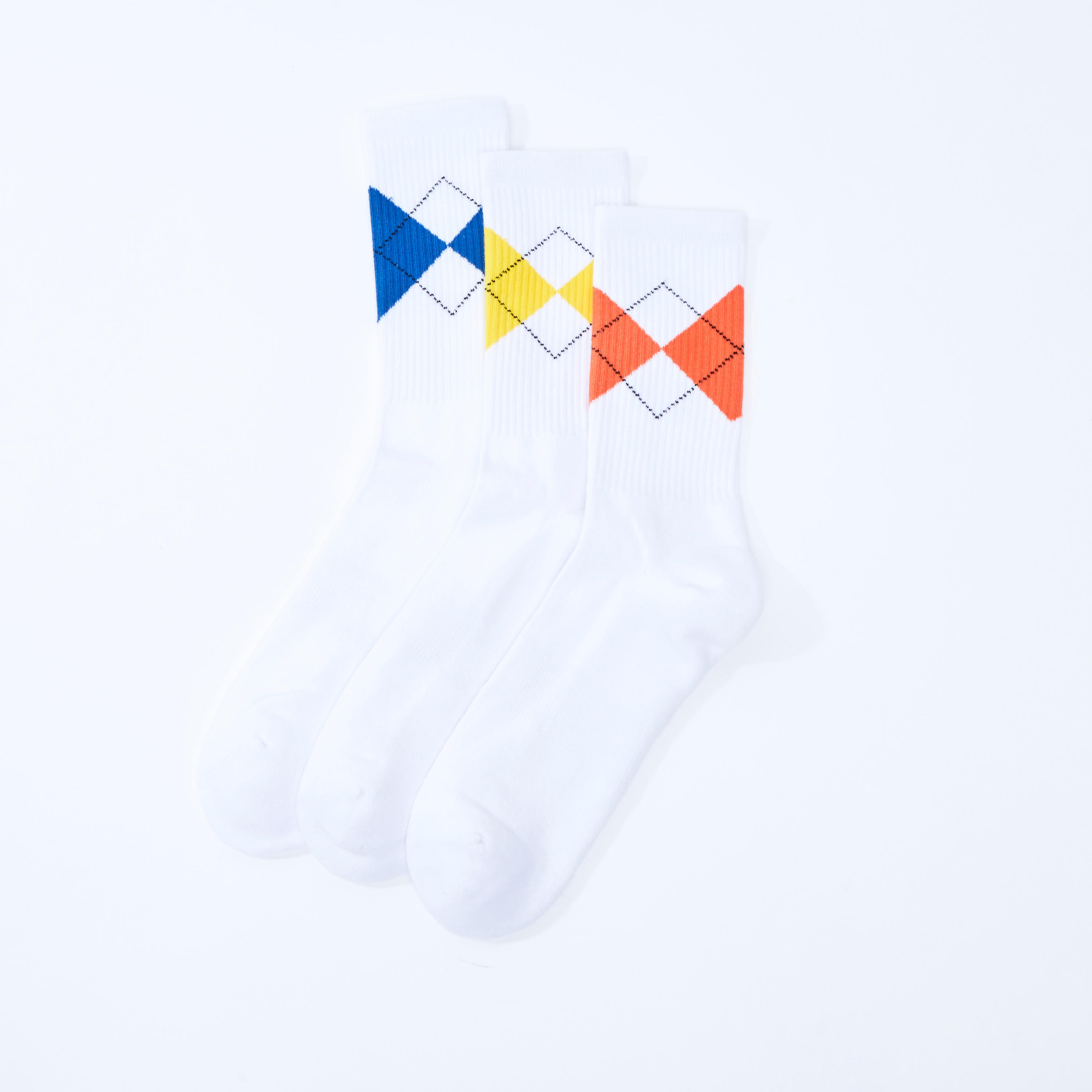 جوارب بطول ربلة الساق بحواف مضلّعة وطبعات - طقم من 3 أزواج-men-socks-image-1
