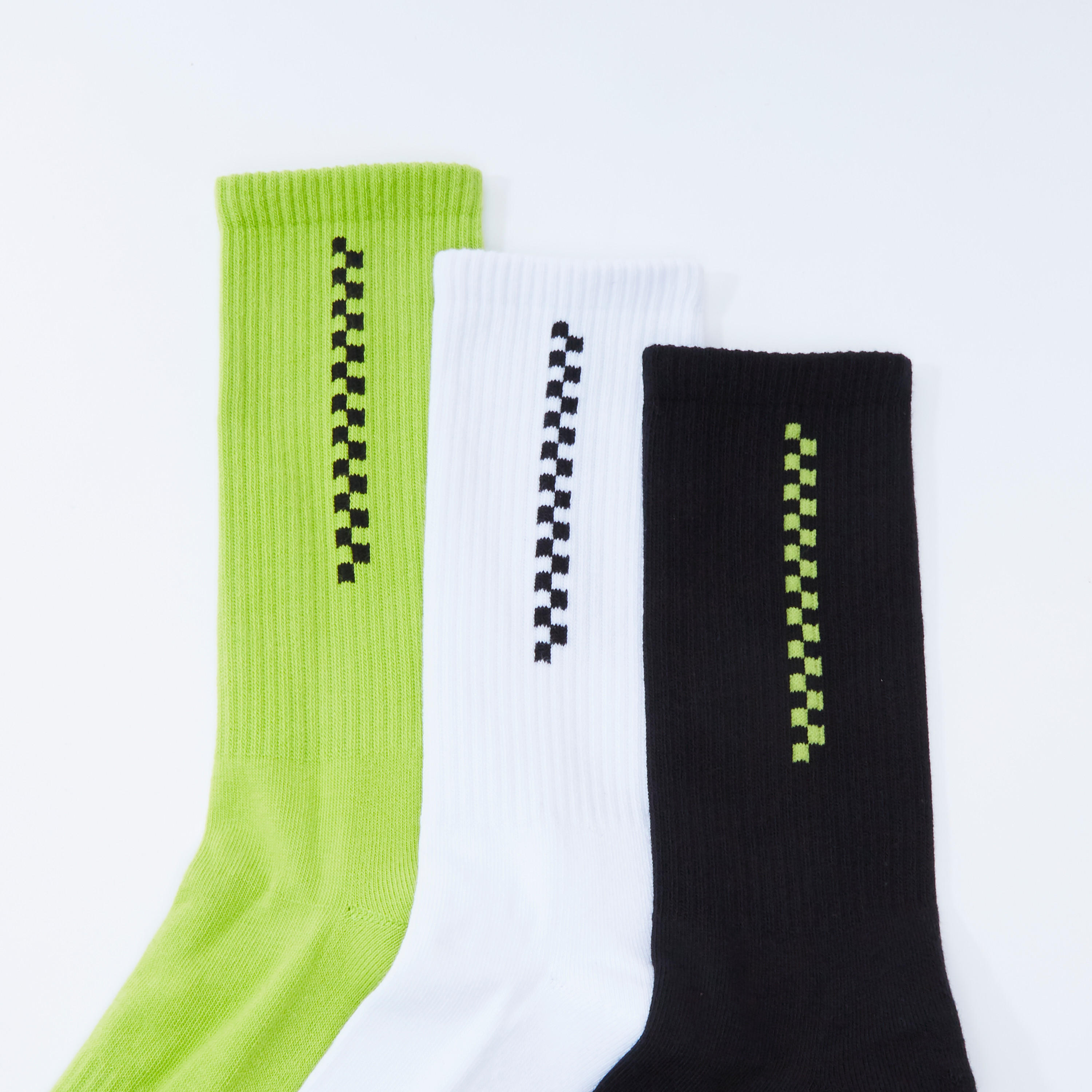 جوارب بطول ربلة الساق بحواف مضلّعة وطبعات - طقم من 3 أزواج-men-socks-image-2