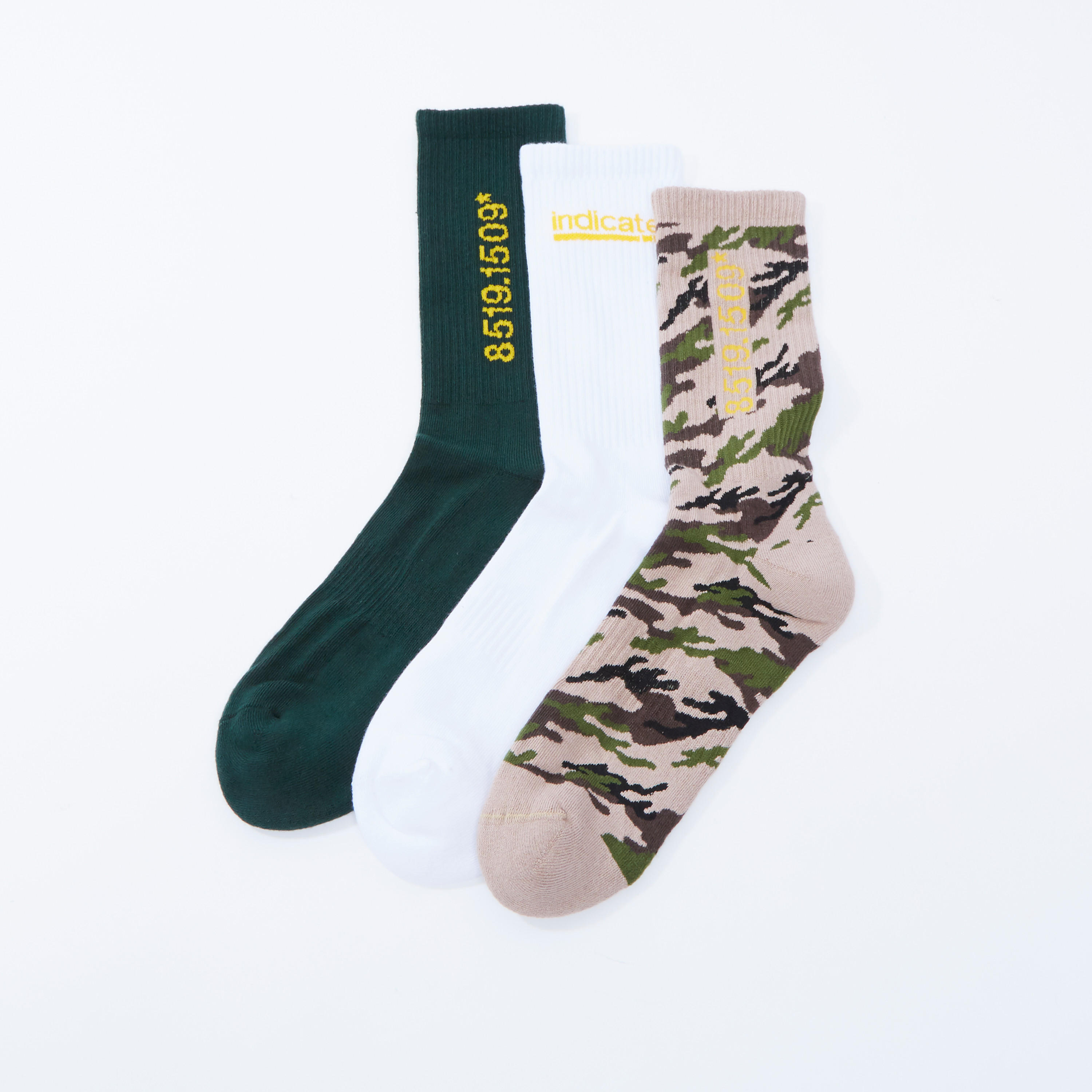 جوارب متنوعة بطول ربلة الساق بحوّاف مضلّعة - طقم من 3 أزواج-men-socks-image-1