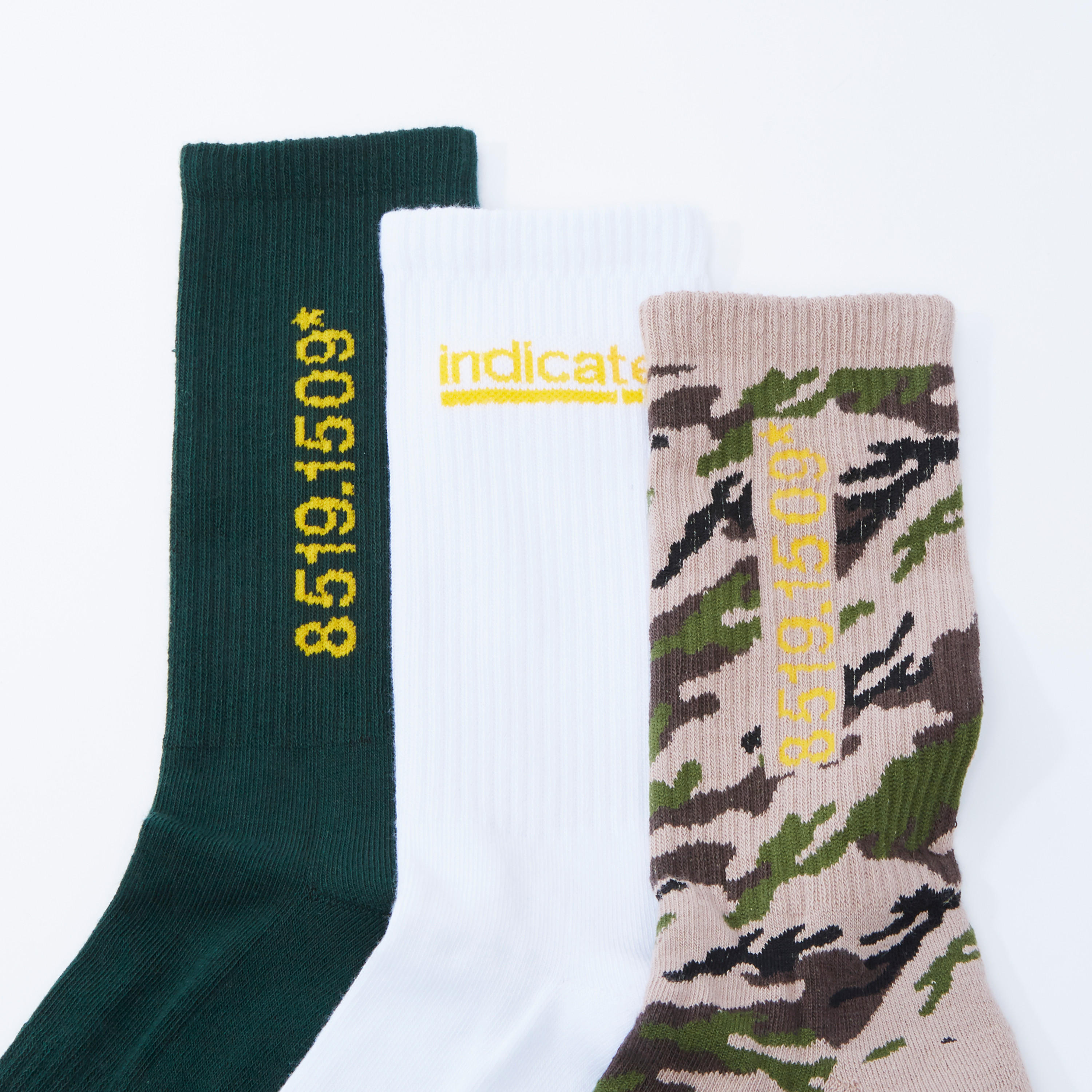 جوارب متنوعة بطول ربلة الساق بحوّاف مضلّعة - طقم من 3 أزواج-men-socks-image-2