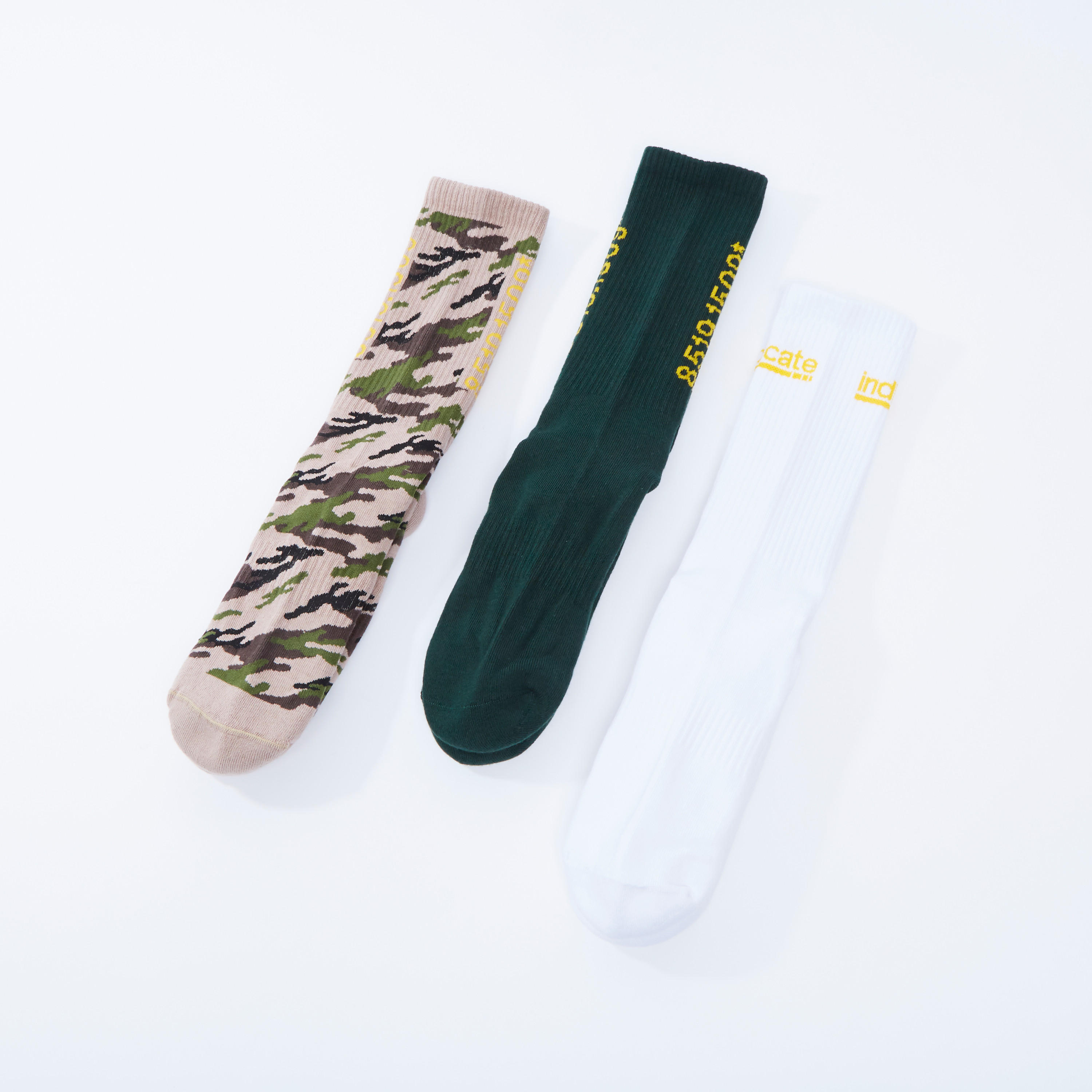 جوارب متنوعة بطول ربلة الساق بحوّاف مضلّعة - طقم من 3 أزواج-men-socks-image-3