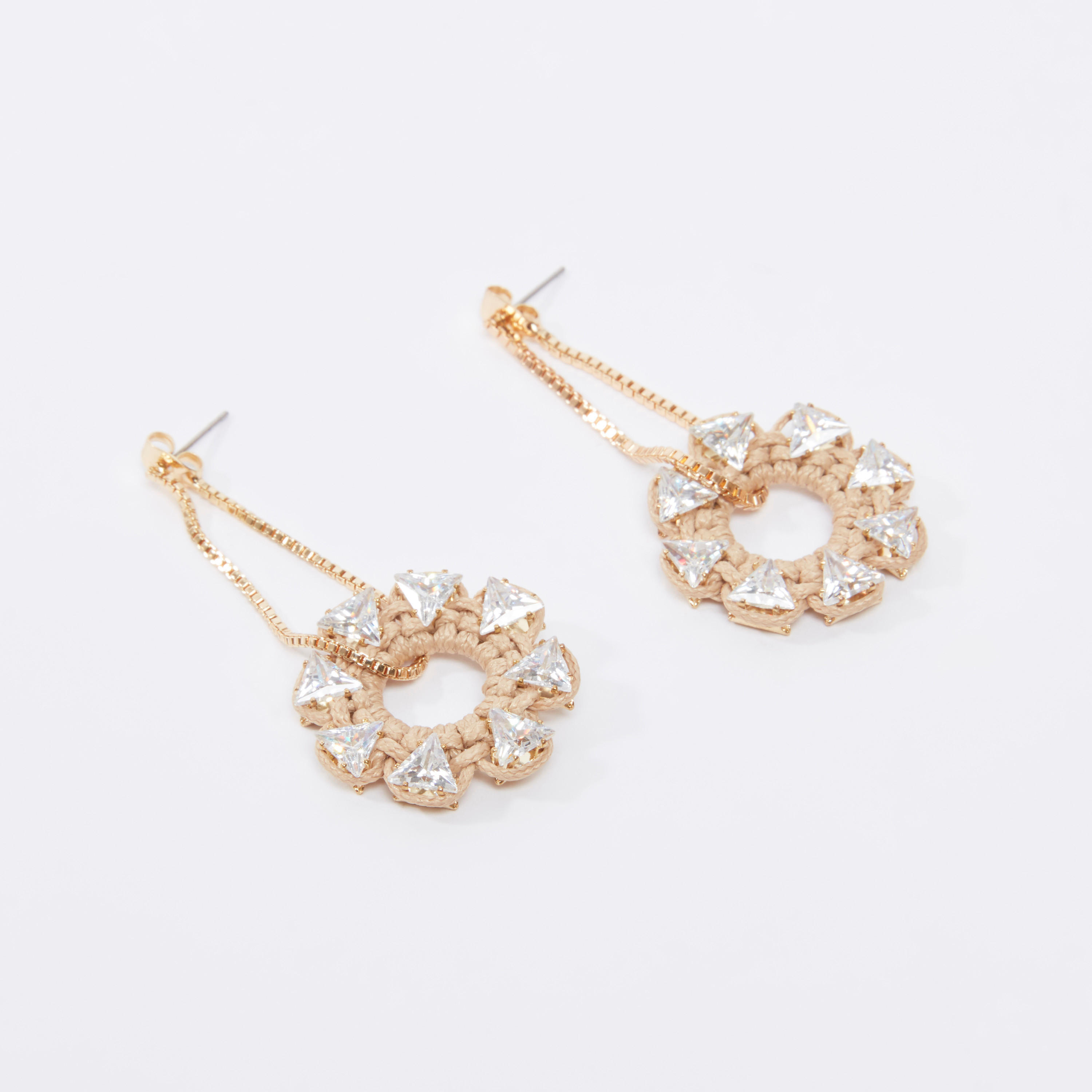Studded Dangling Earrings with Pushback Closure-women-watchesandjewellery-jewellery-earrings-image-1