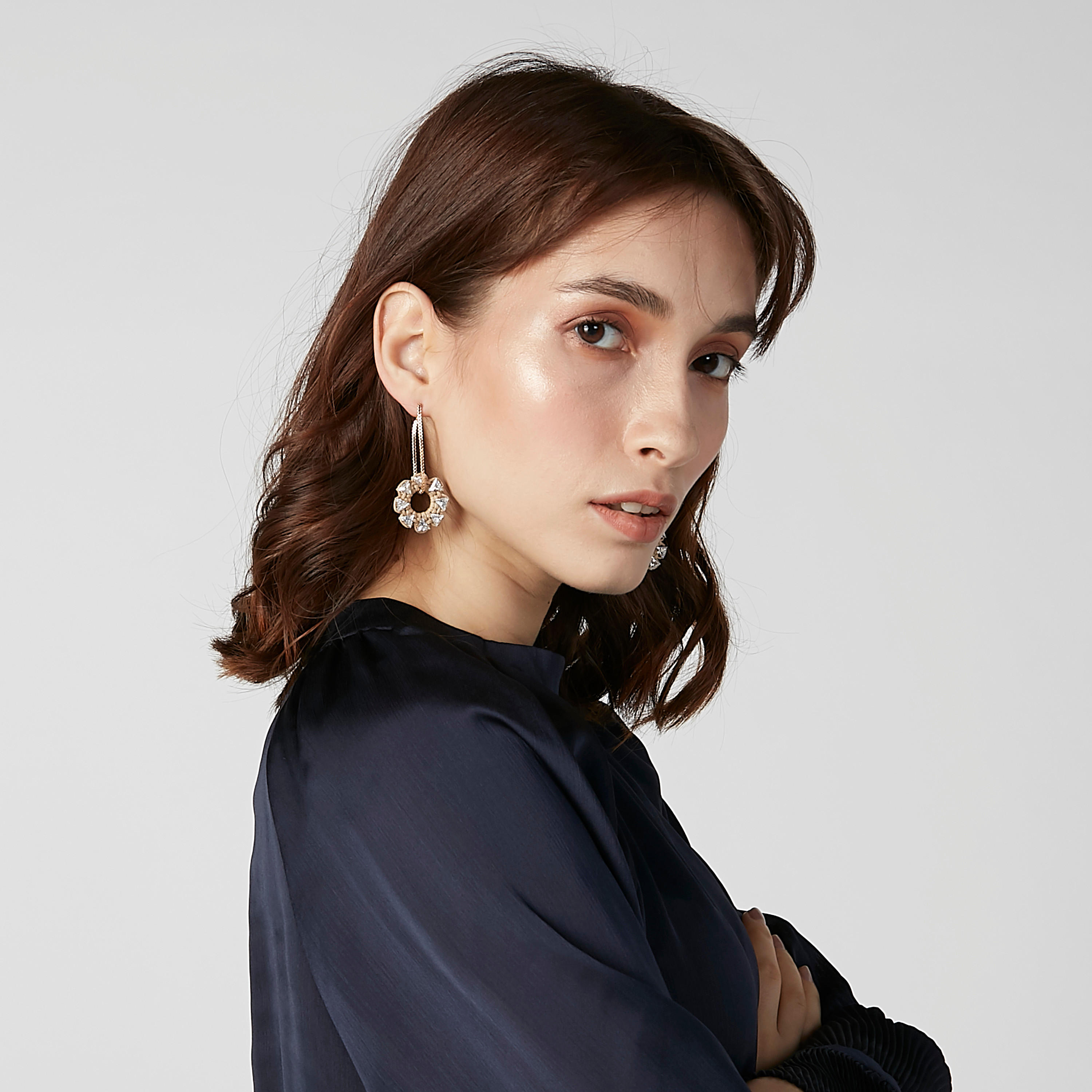 Studded Dangling Earrings with Pushback Closure-women-watchesandjewellery-jewellery-earrings-image-2