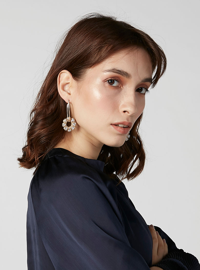 Studded Dangling Earrings with Pushback Closure-women-watchesandjewellery-jewellery-earrings-image-2