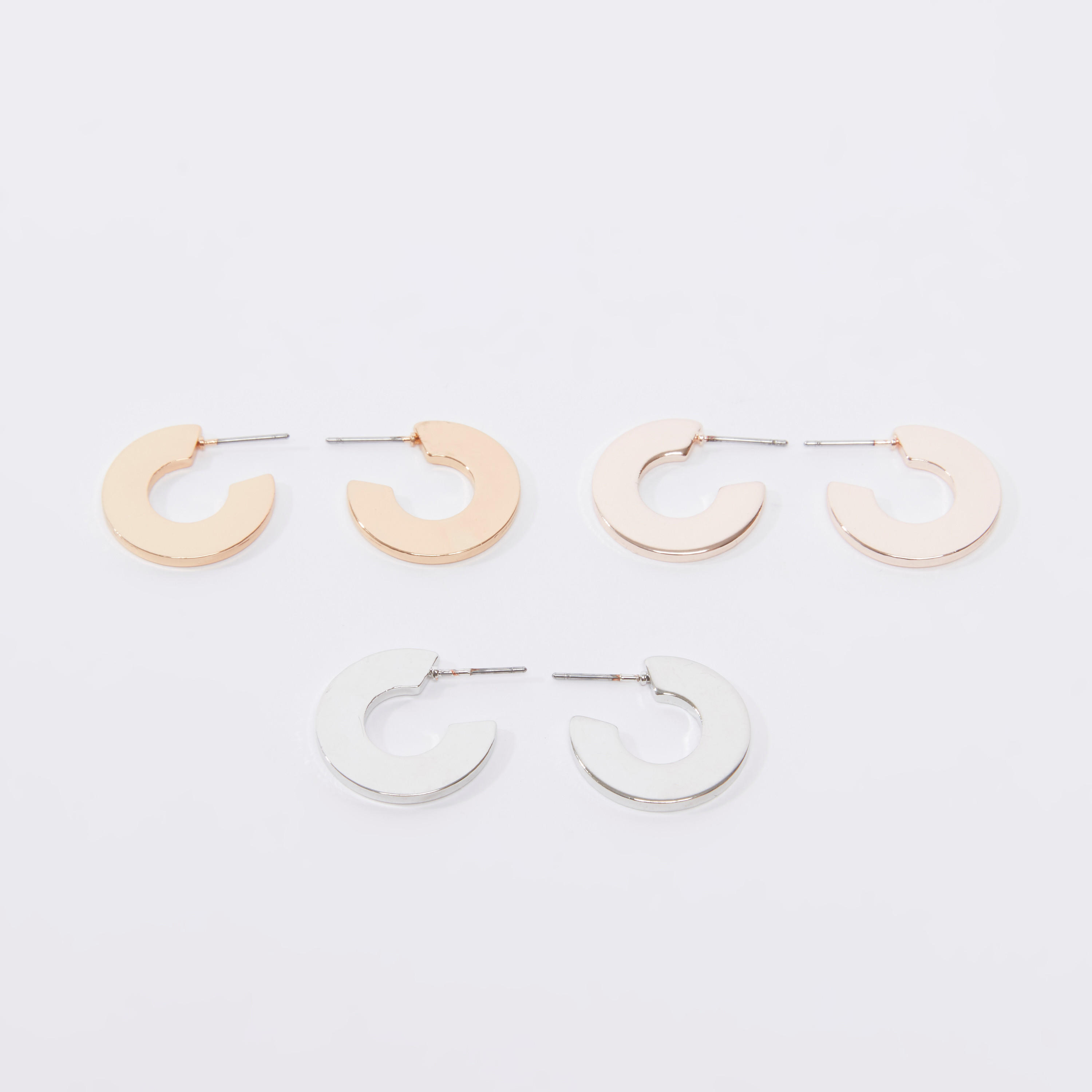 أقراط حلقية بمكبس إغلاق - طقم من 3 قطع-women-watchesandjewellery-jewellery-earrings-image-3