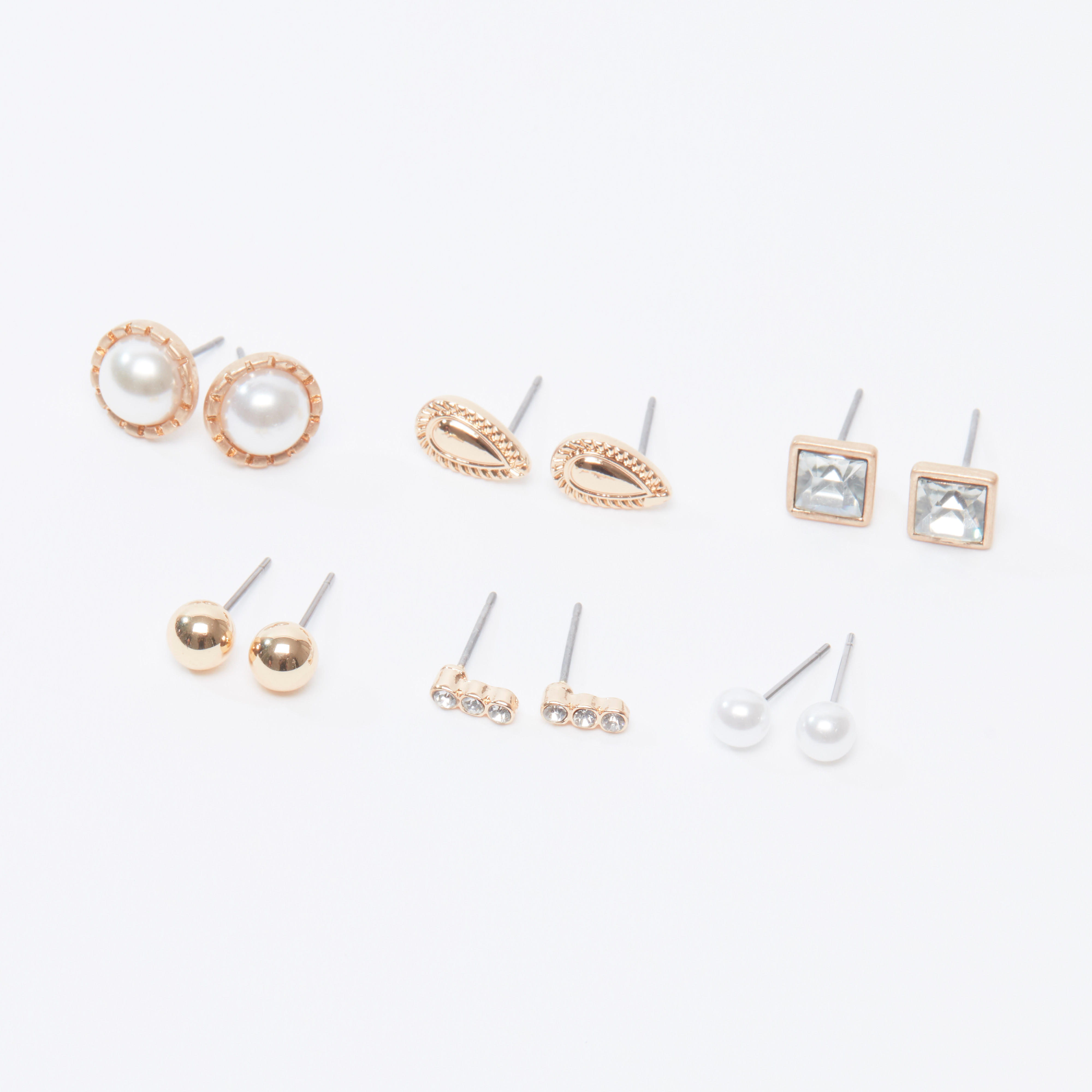 حلق مزيّن بمكبس إغلاق - طقم من 6 أزواج-women-watchesandjewellery-jewellery-earrings-image-1