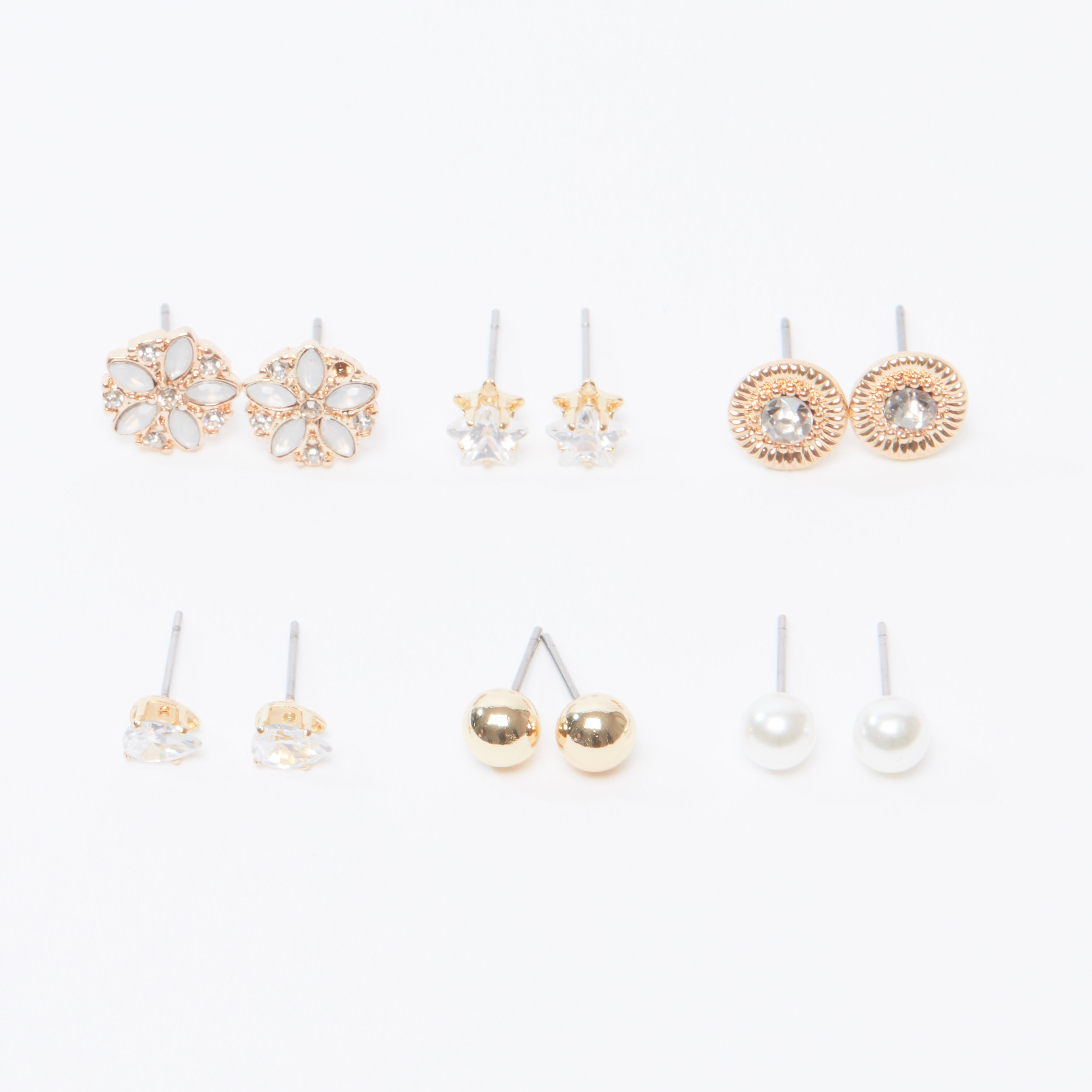 Set of 6 - Embellished Earrings with Pushback Closure-women-watchesandjewellery-jewellery-earrings-image-1