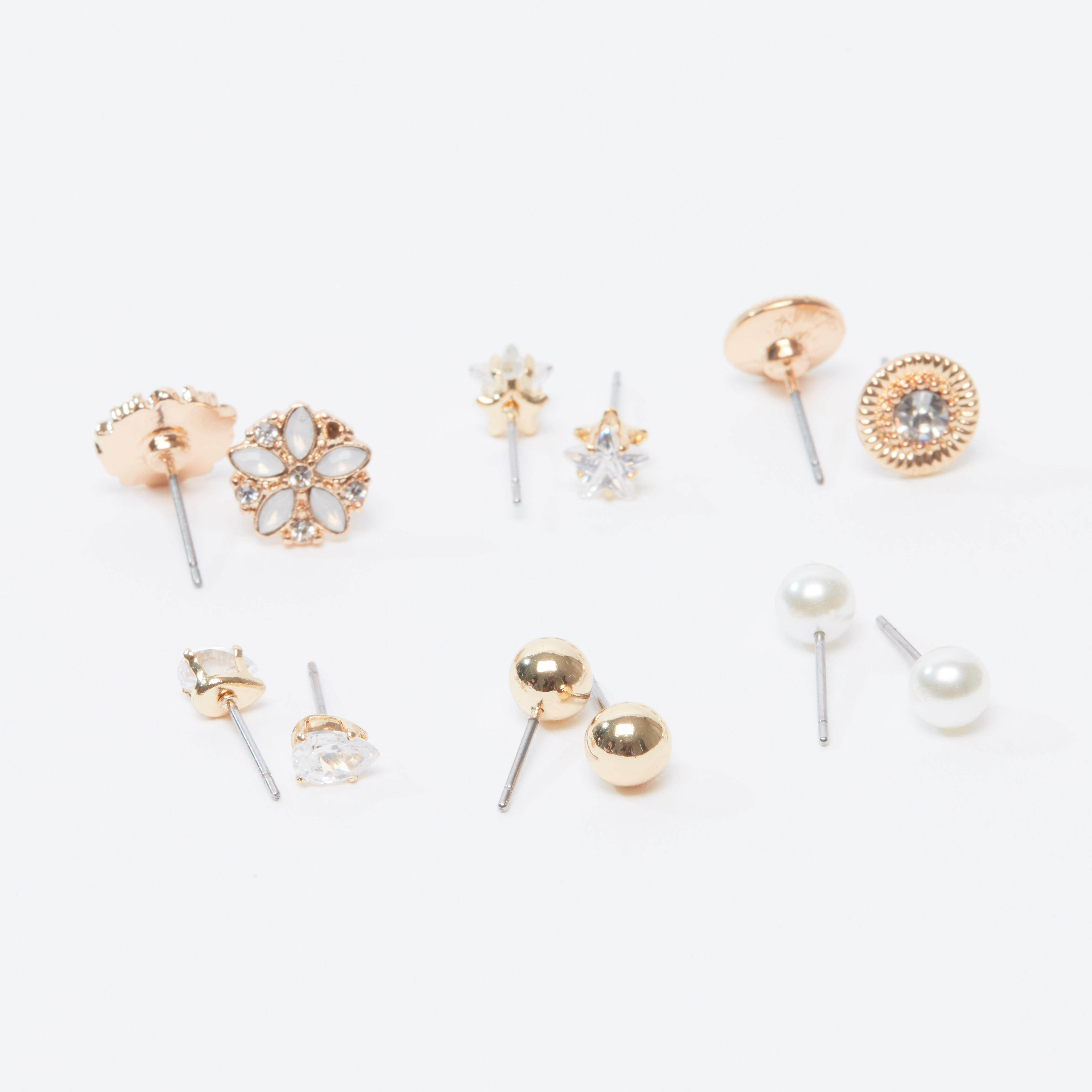 Set of 6 - Embellished Earrings with Pushback Closure-women-watchesandjewellery-jewellery-earrings-image-3