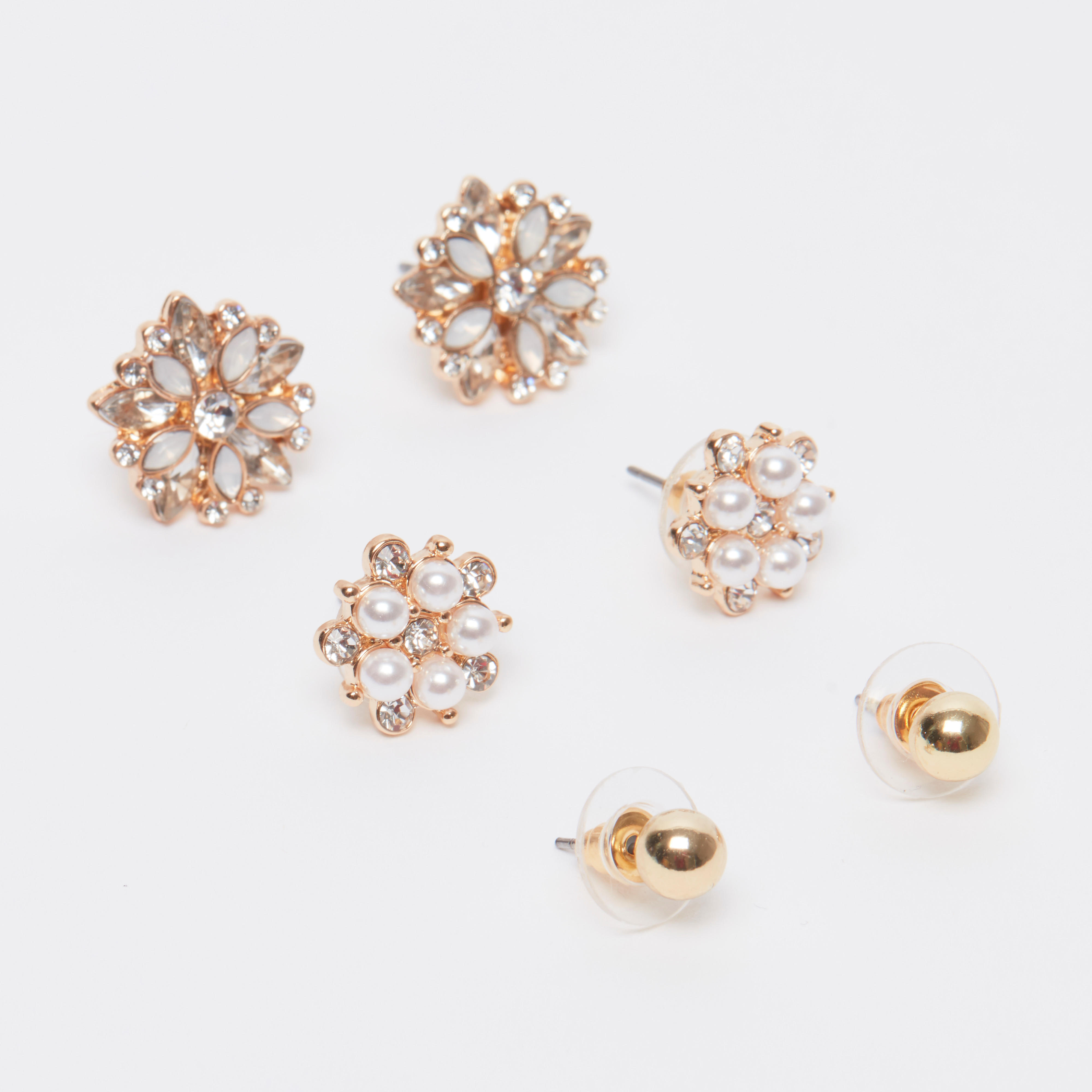 أقراط مزيّنة بمكبس إغلاق - طقم من 3 أزواج-women-watchesandjewellery-jewellery-earrings-image-1